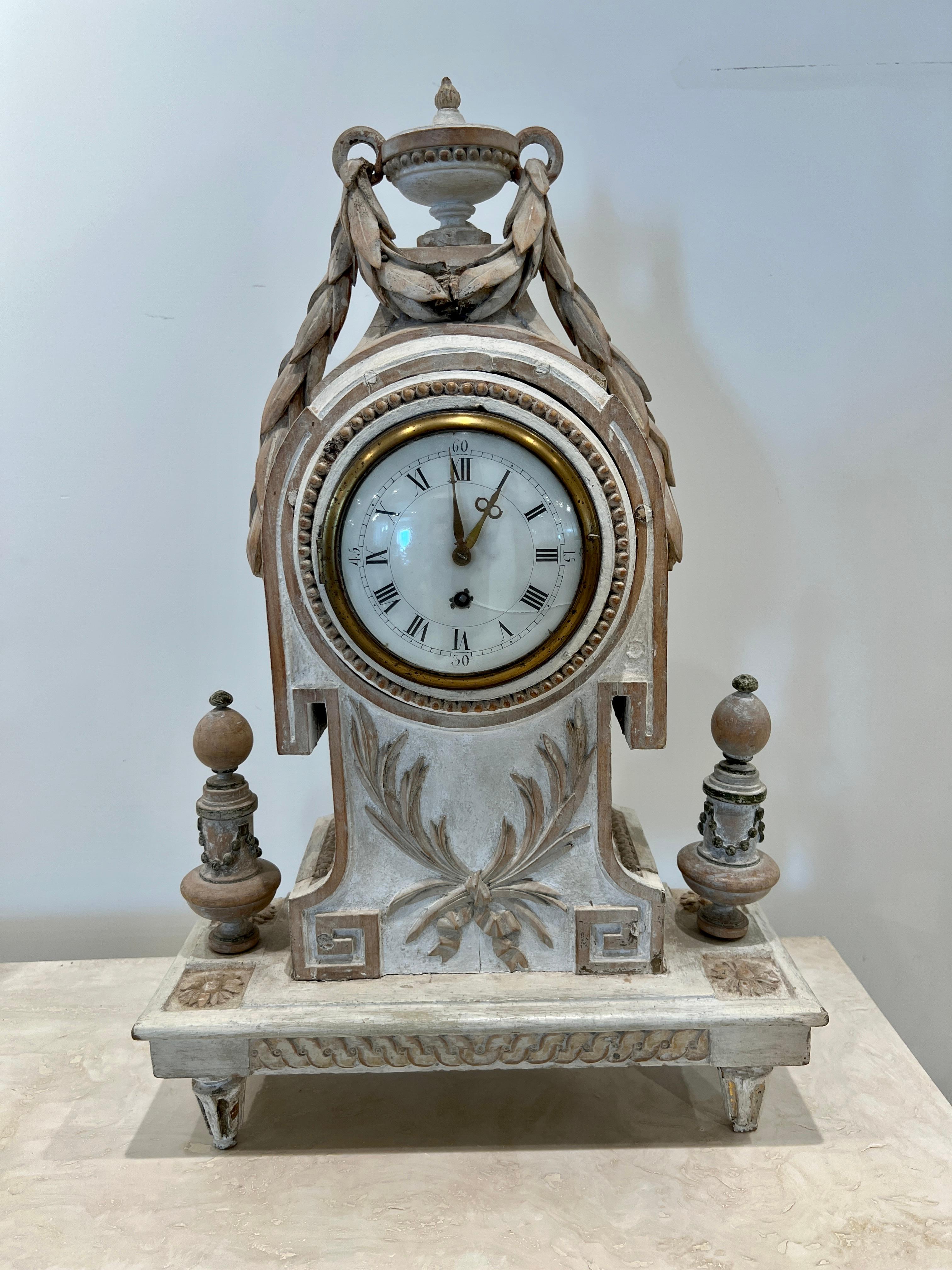 19th Century Wood Mantle Clock For Sale