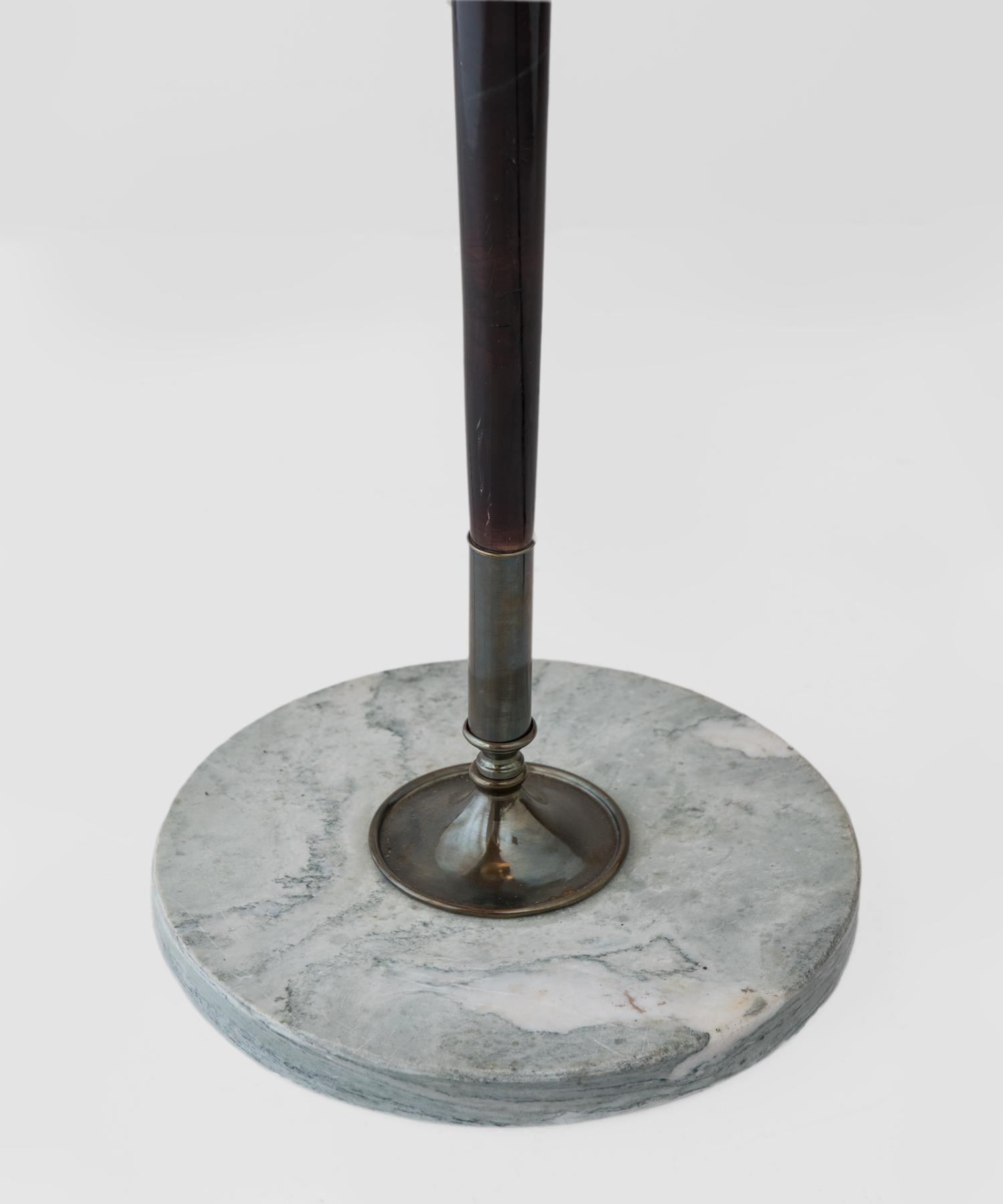 Wood & Marble Floor Lamp, Italy, circa 1950 In Good Condition In Culver City, CA