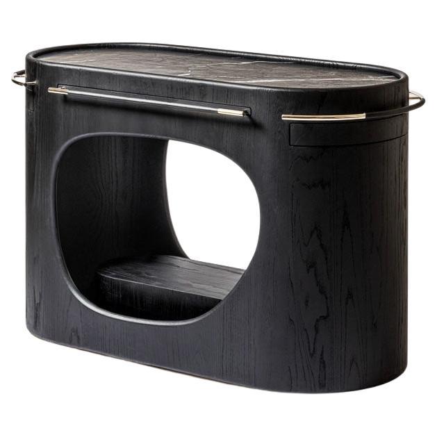 Chariot de bar Maris en bois et marbre, Giobagnara x Kelly Wearstler, Made in Italy en vente