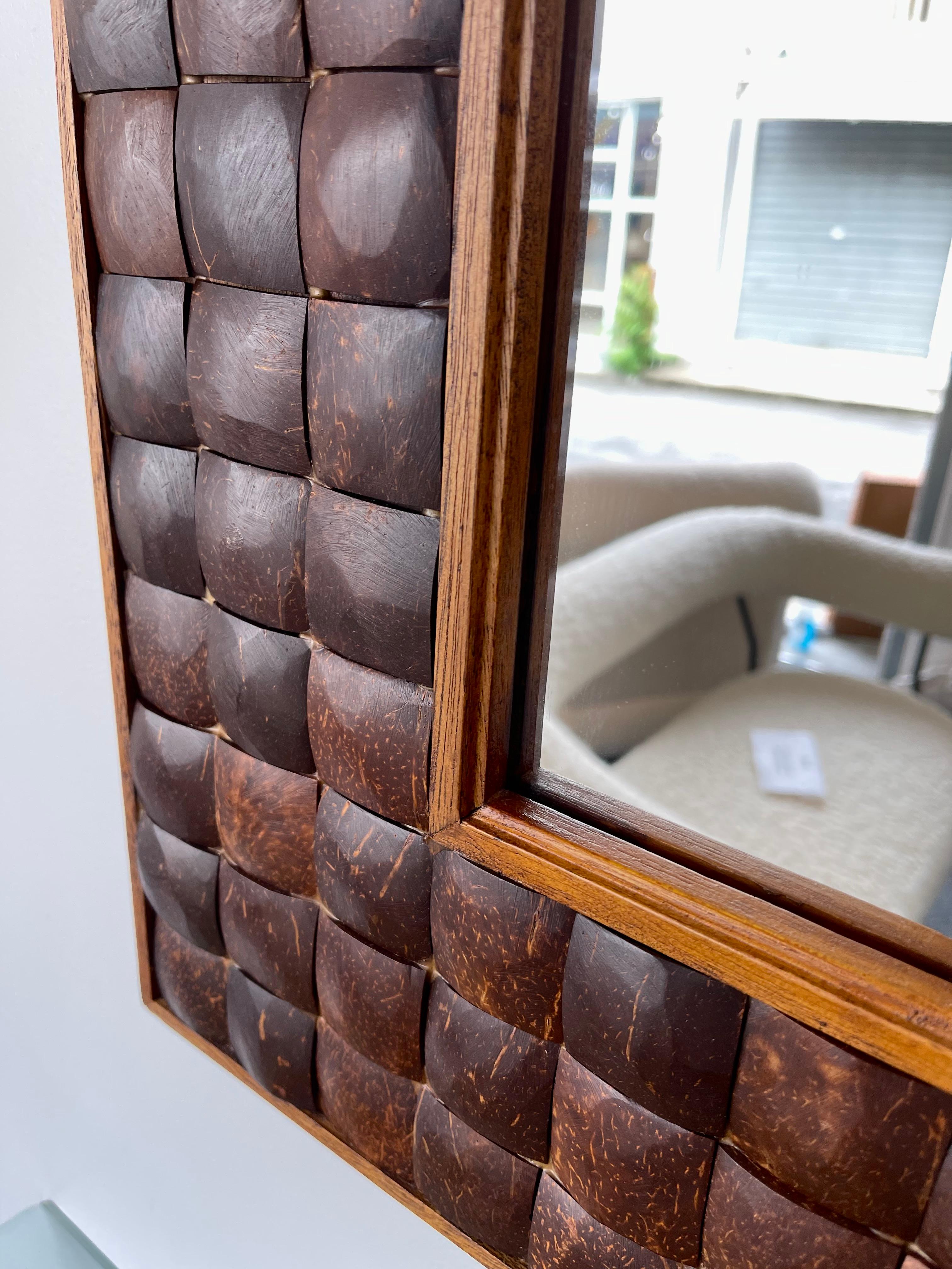 Wood Marquetry Cabochon Mirror, Italy 4