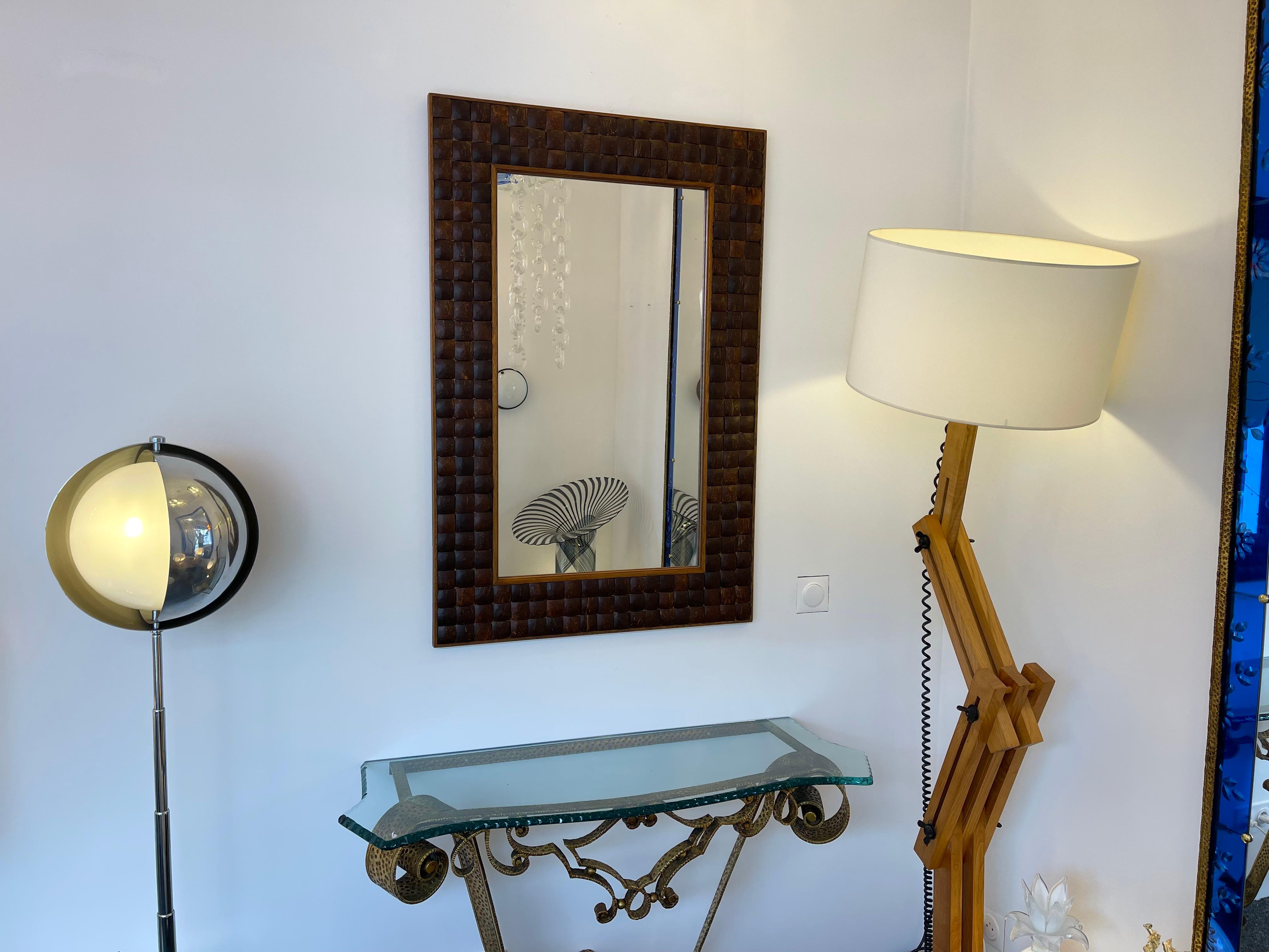 Wood Marquetry Cabochon Mirror, Italy 5