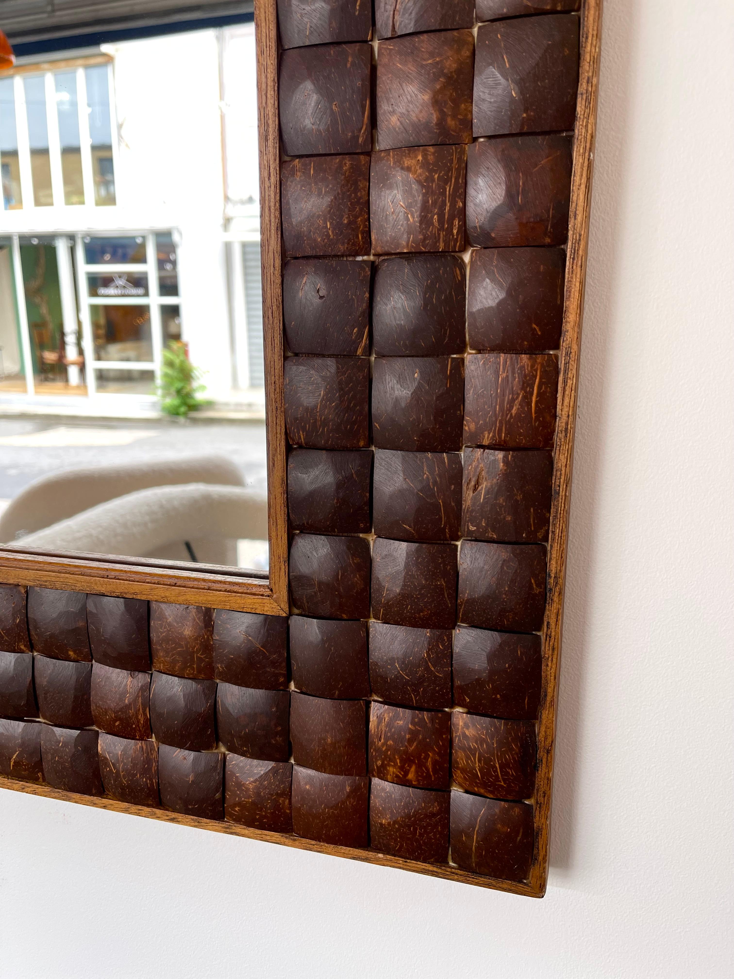 Wood Marquetry Cabochon Mirror, Italy In Good Condition In SAINT-OUEN, FR