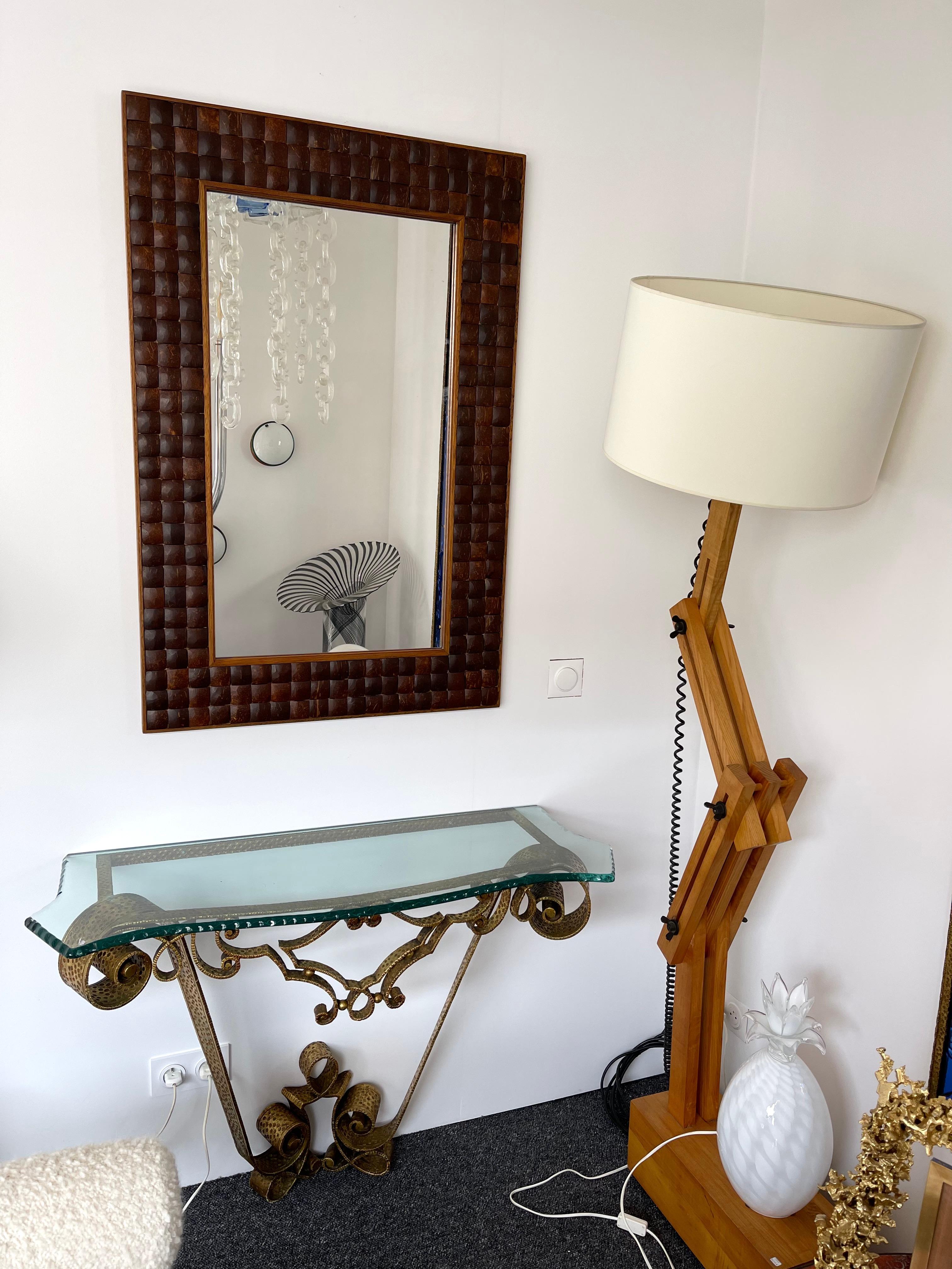 Wood Marquetry Cabochon Mirror, Italy 3