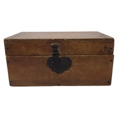 Antique Wood Marriage Box with Iron Heart Latch