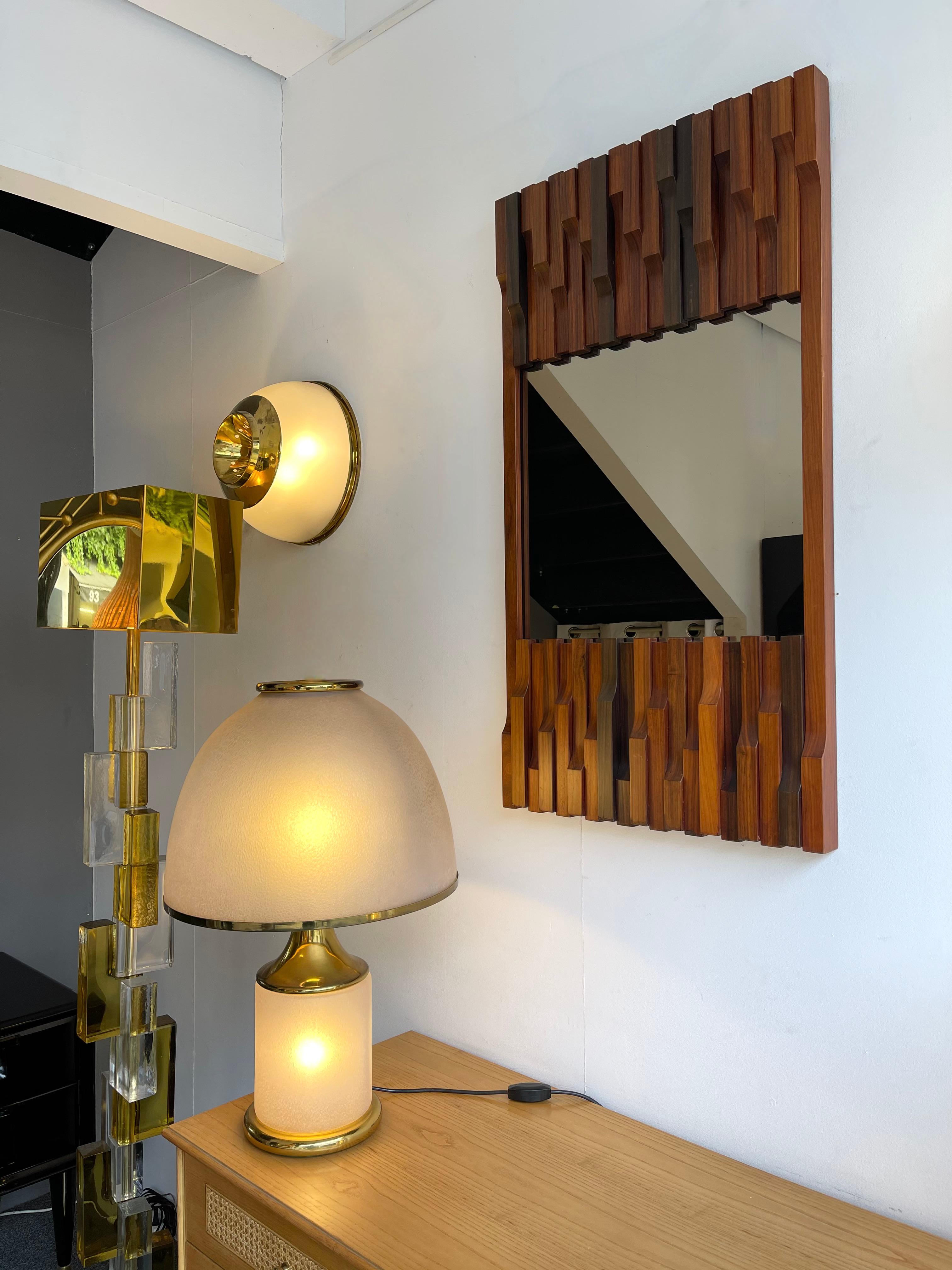 Wood Mirror by Luciano Frigerio. Italy, 1970s For Sale 5