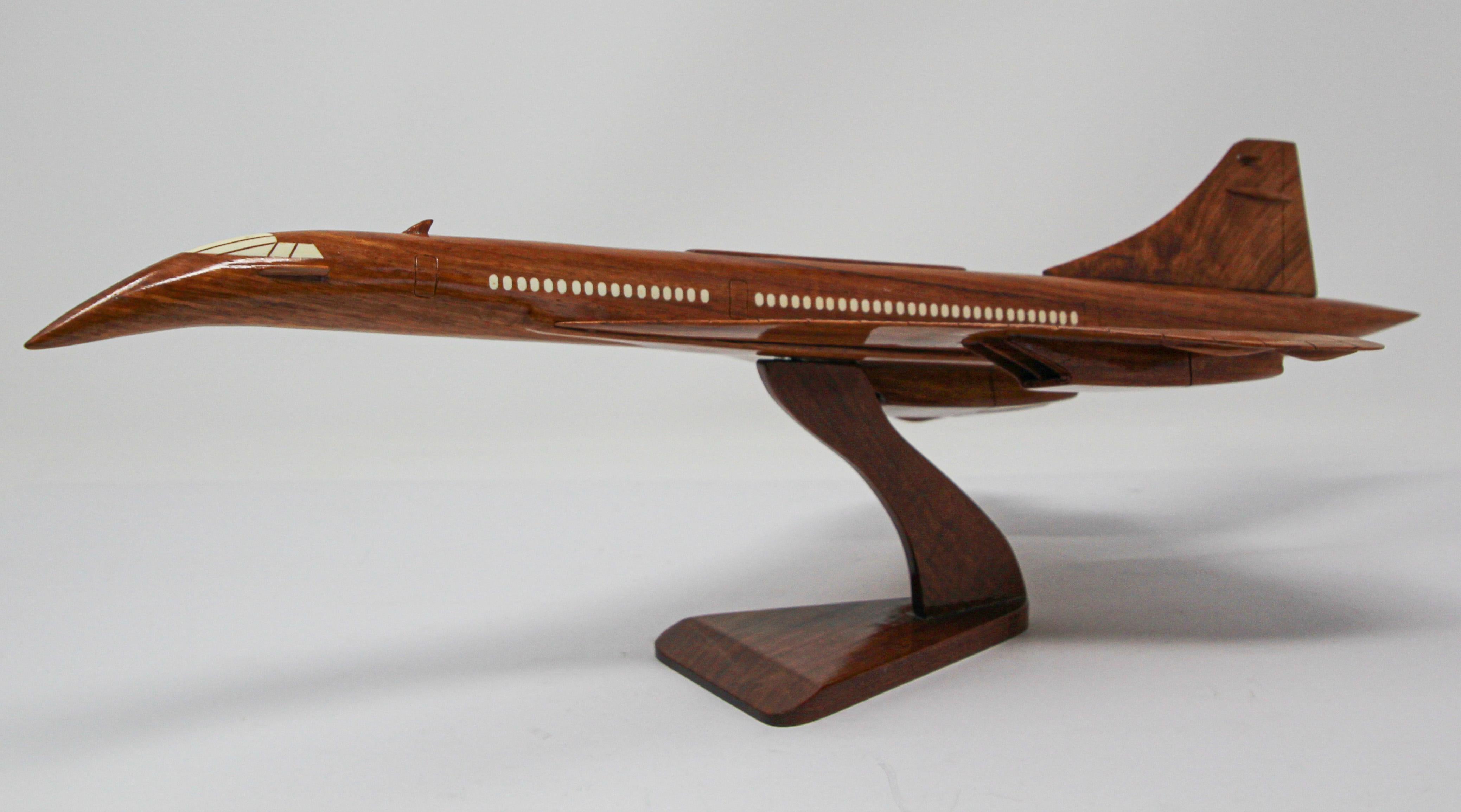 Organic Modern Wood Model of the Concorde Supersonic Aircraft