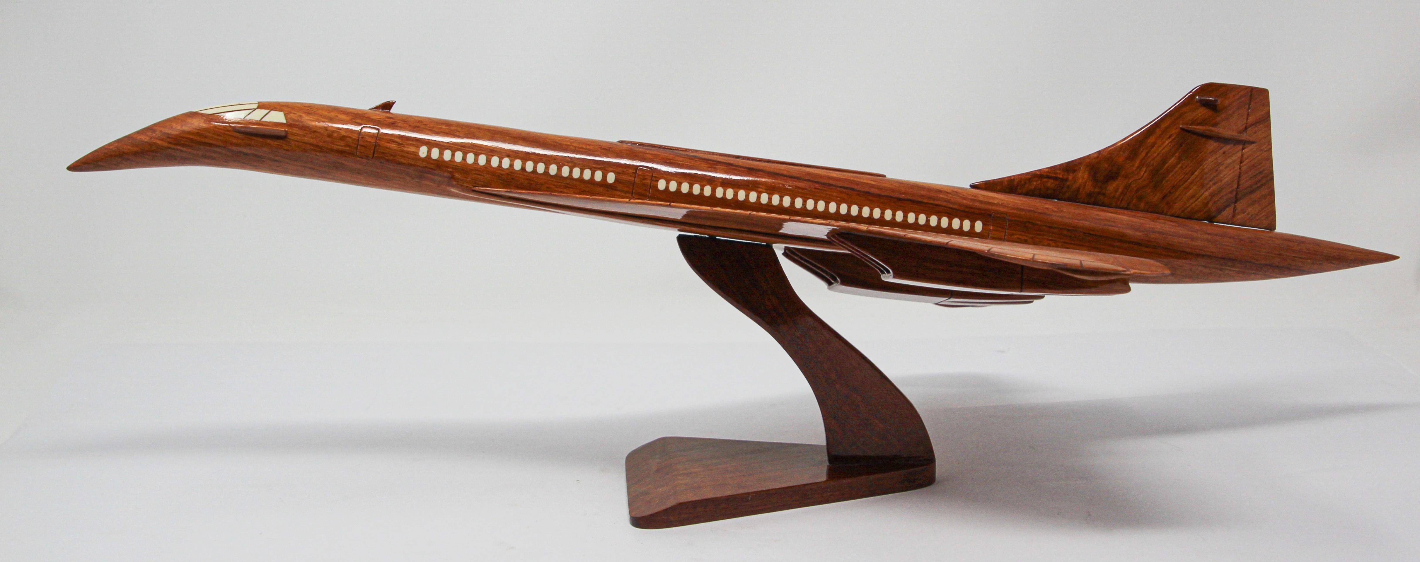 Organic Modern Wood Model of the Concorde Supersonic Aircraft