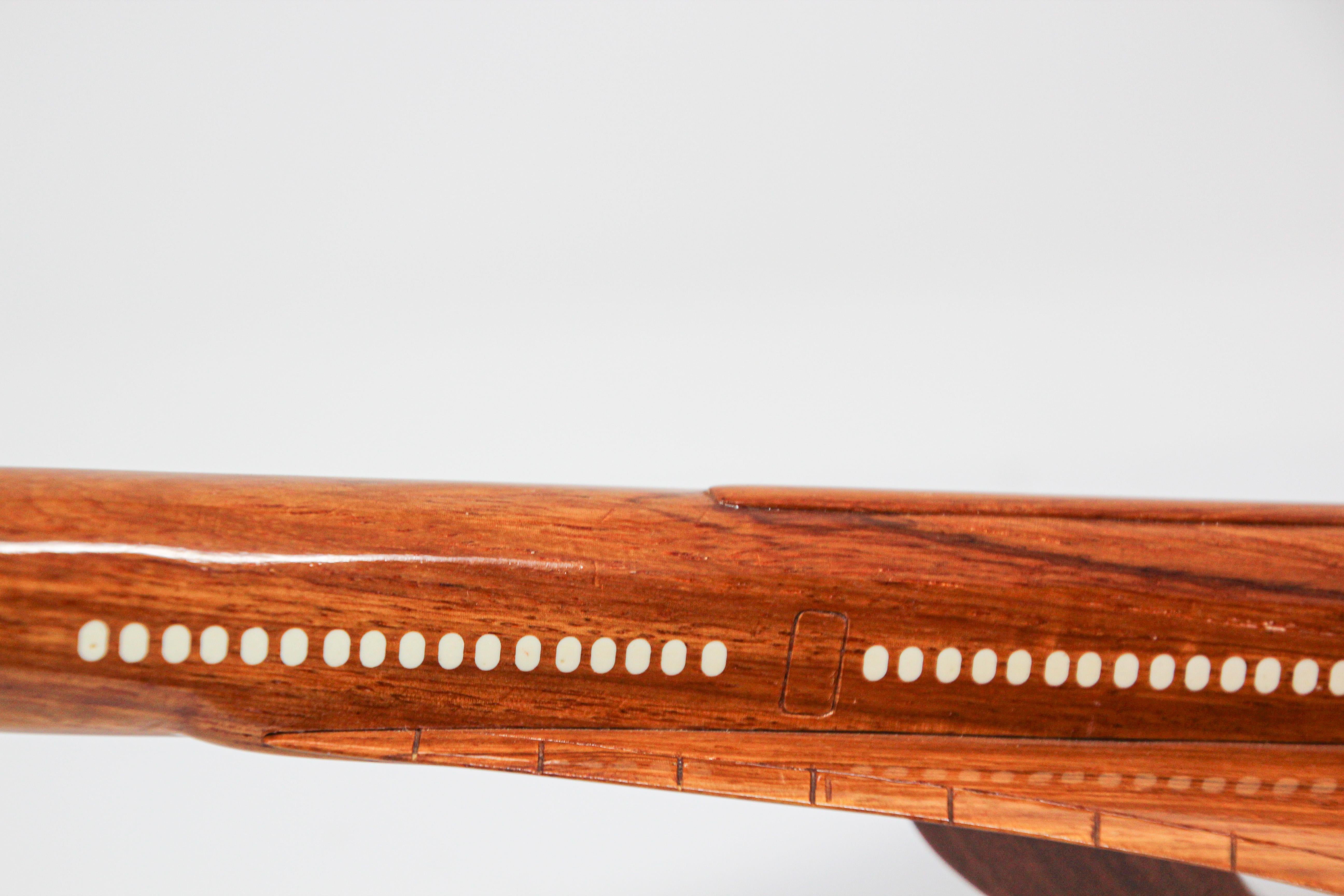 Hand-Crafted Wood Model of the Concorde Supersonic Aircraft