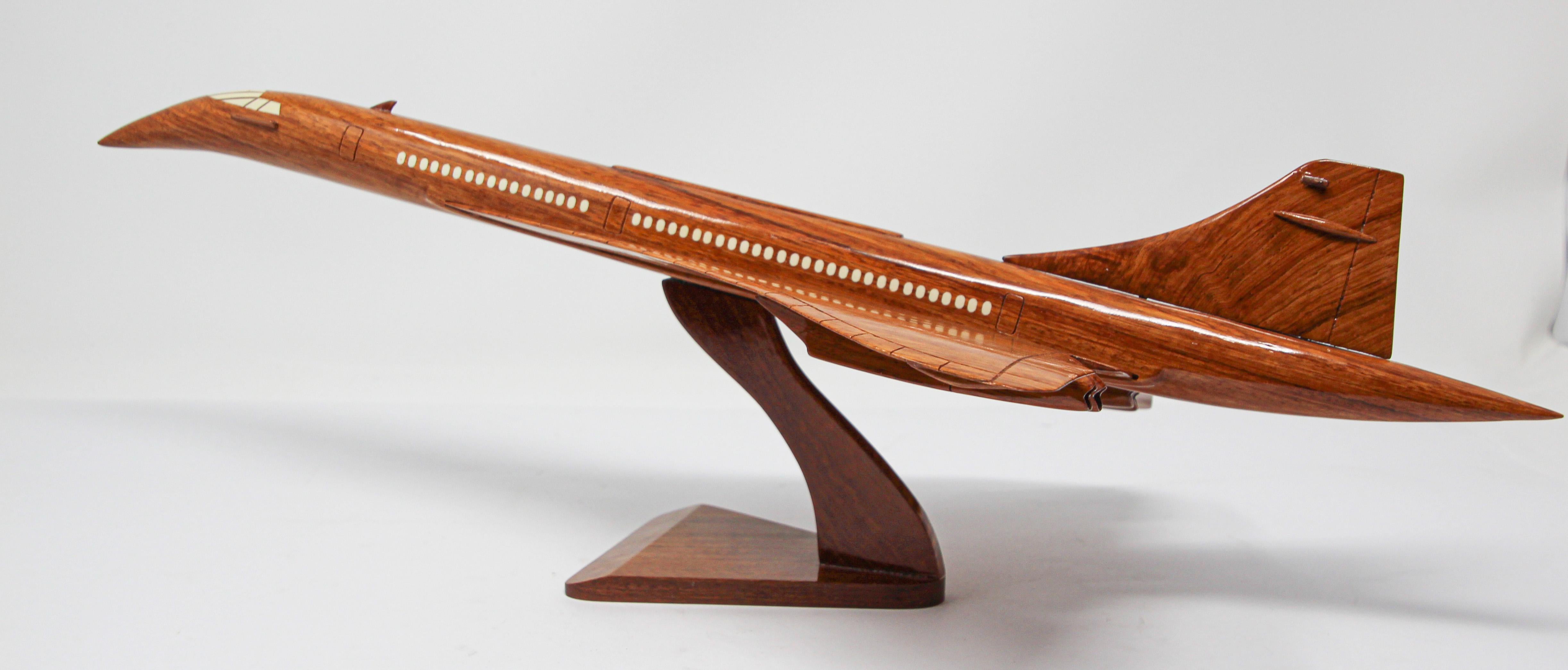 Fruitwood Wood Model of the Concorde Supersonic Aircraft