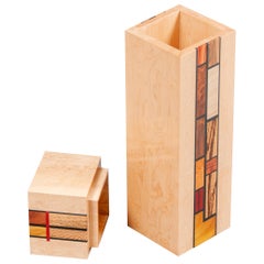 Wood Mosaic Mondrian Inspired Art Box