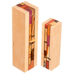 Wood Mosaic Mondrian Inspired Art Boxes