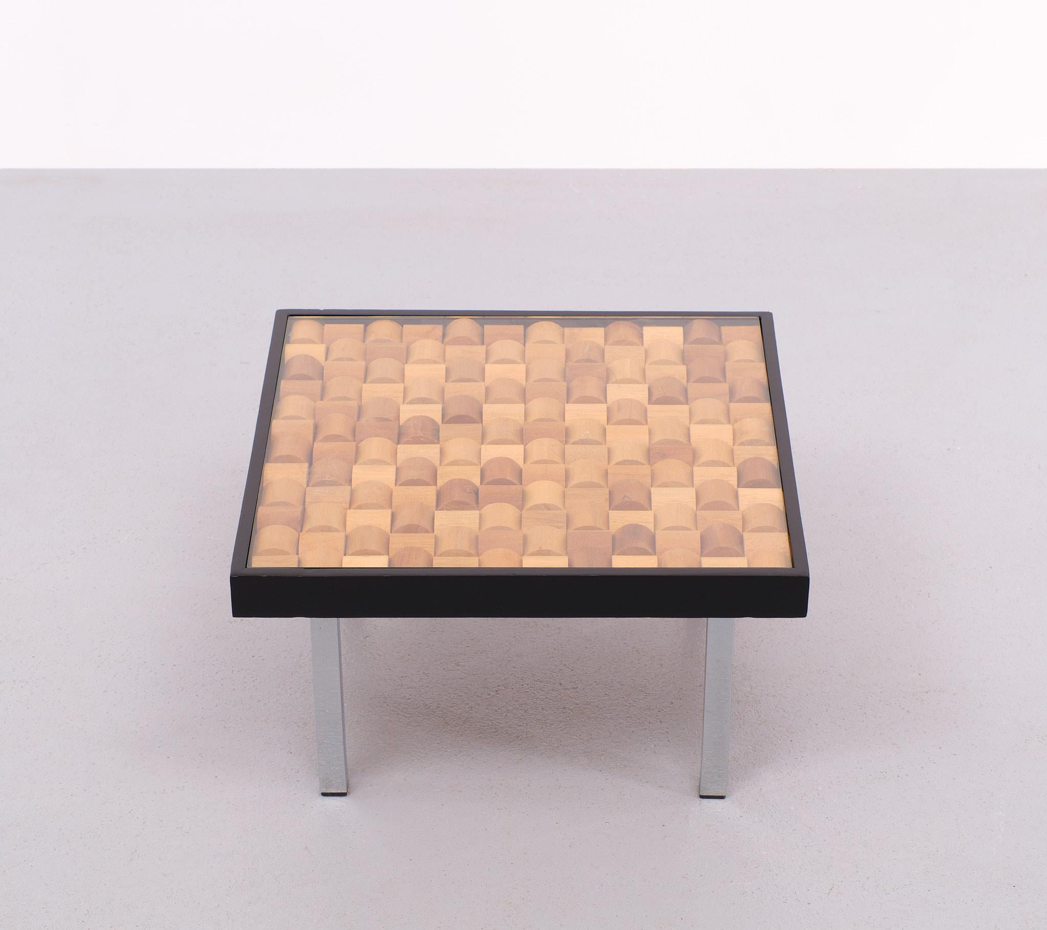 wood mosaic coffee table