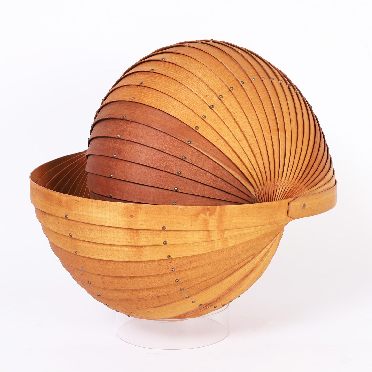 Danish Wood Nautilus Shell Sculpture For Sale
