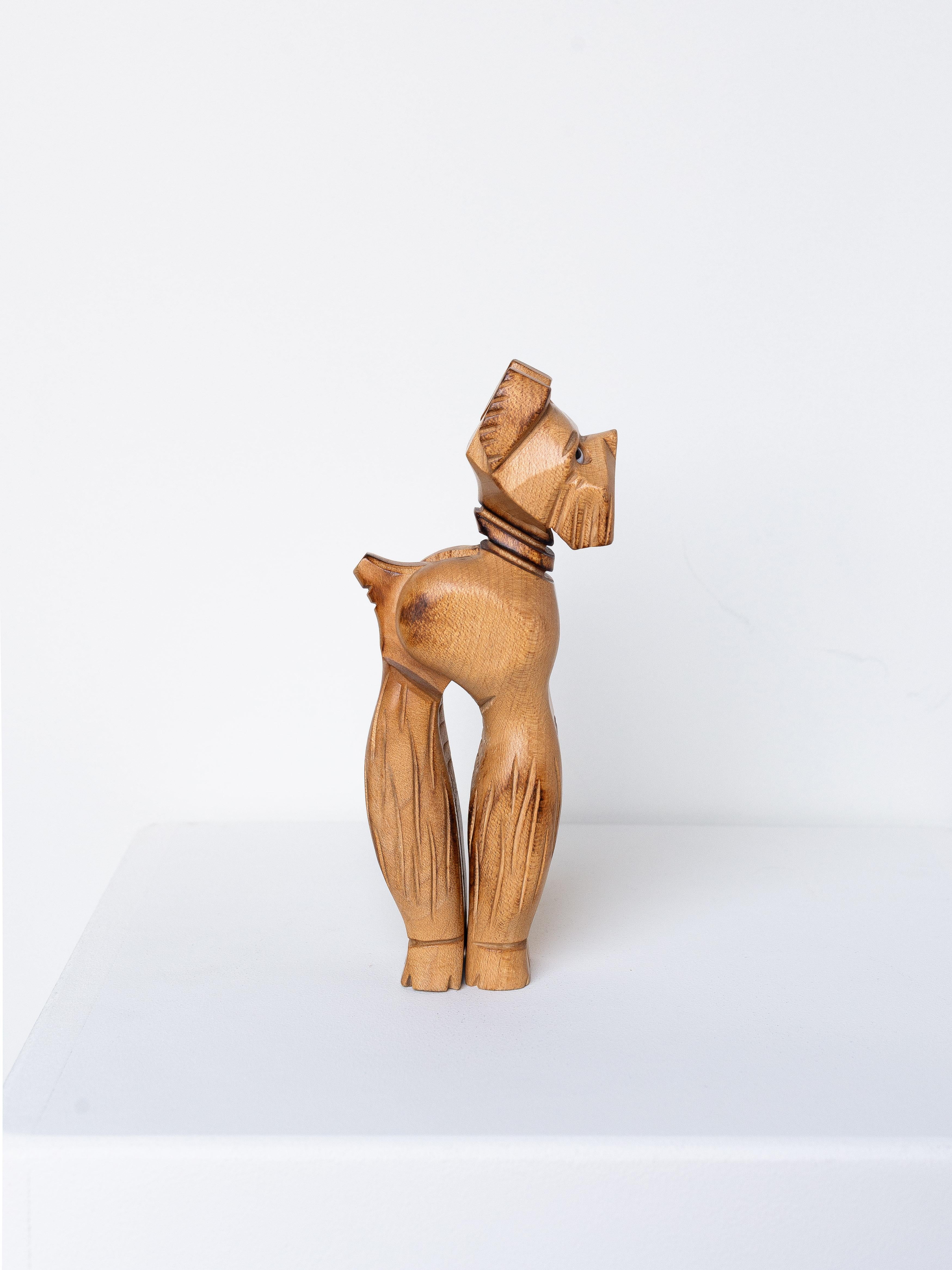 Mid-Century Modern Wood Nutcracker, Dog Fox Terrier, France 1950s