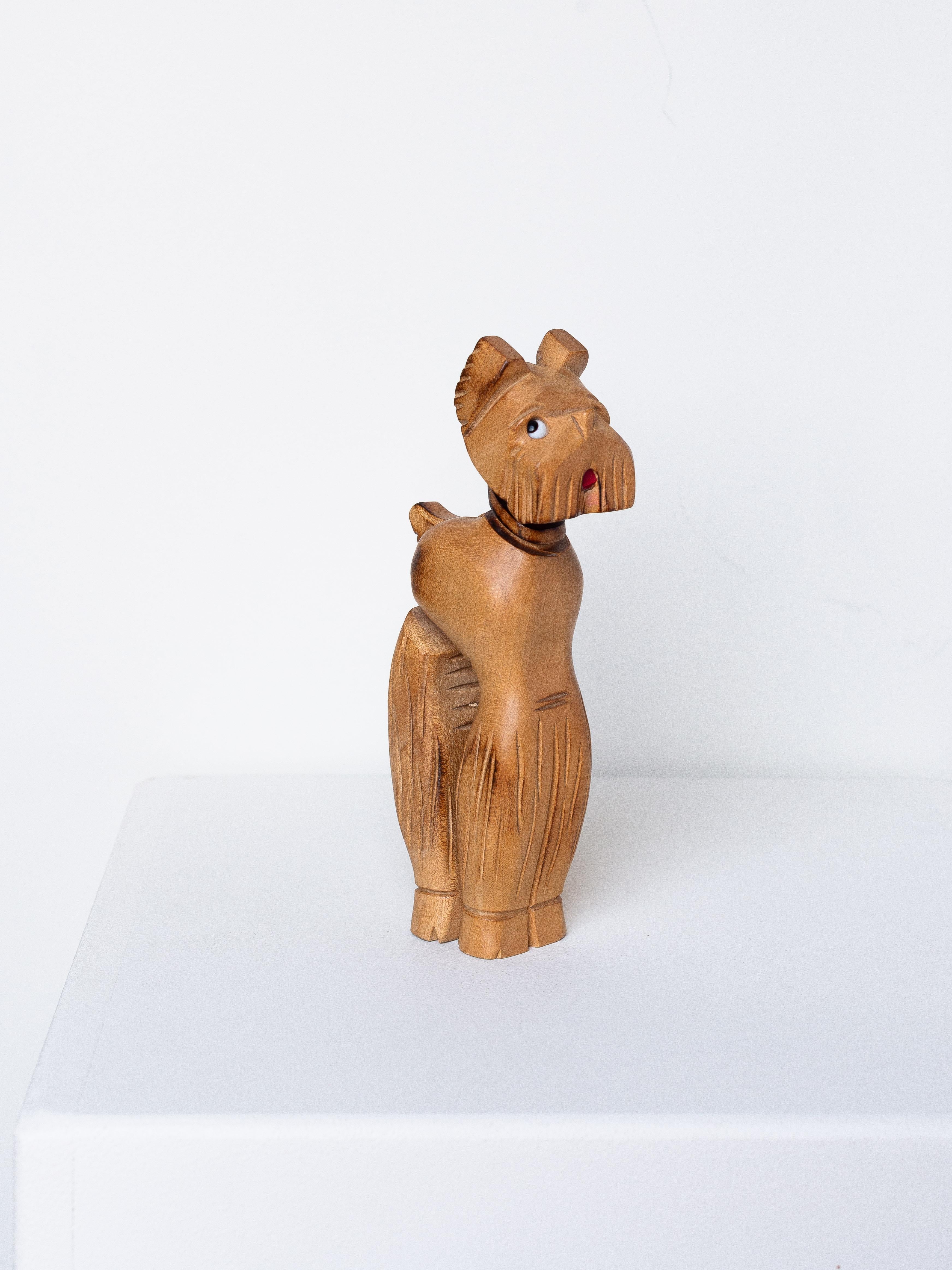 Carved Wood Nutcracker, Dog Fox Terrier, France 1950s