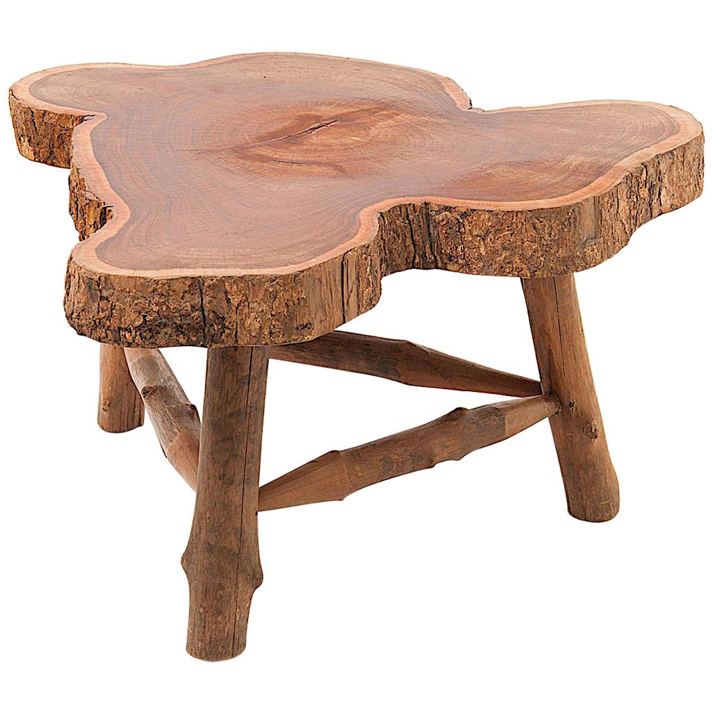 Wood Organic Coffee Table, 1950, France, Brown Color, Polishes Oil Finished