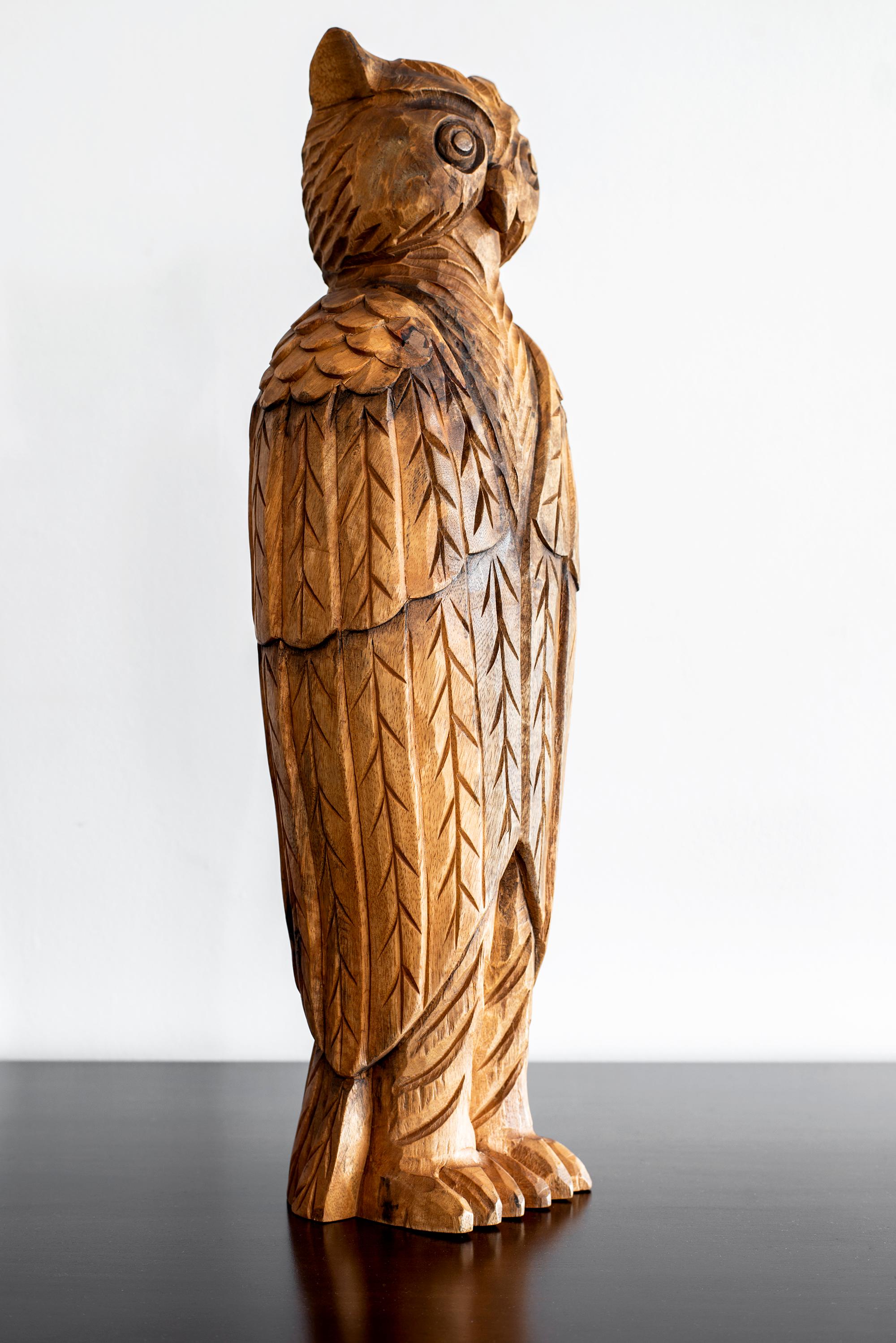 American Wood Owl Sculpture