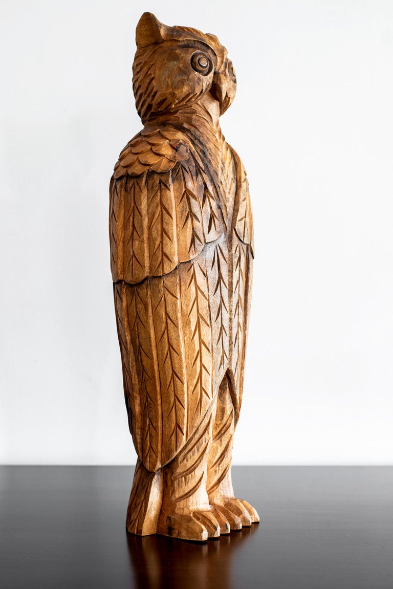 Wood Owl Sculpture at 1stDibs