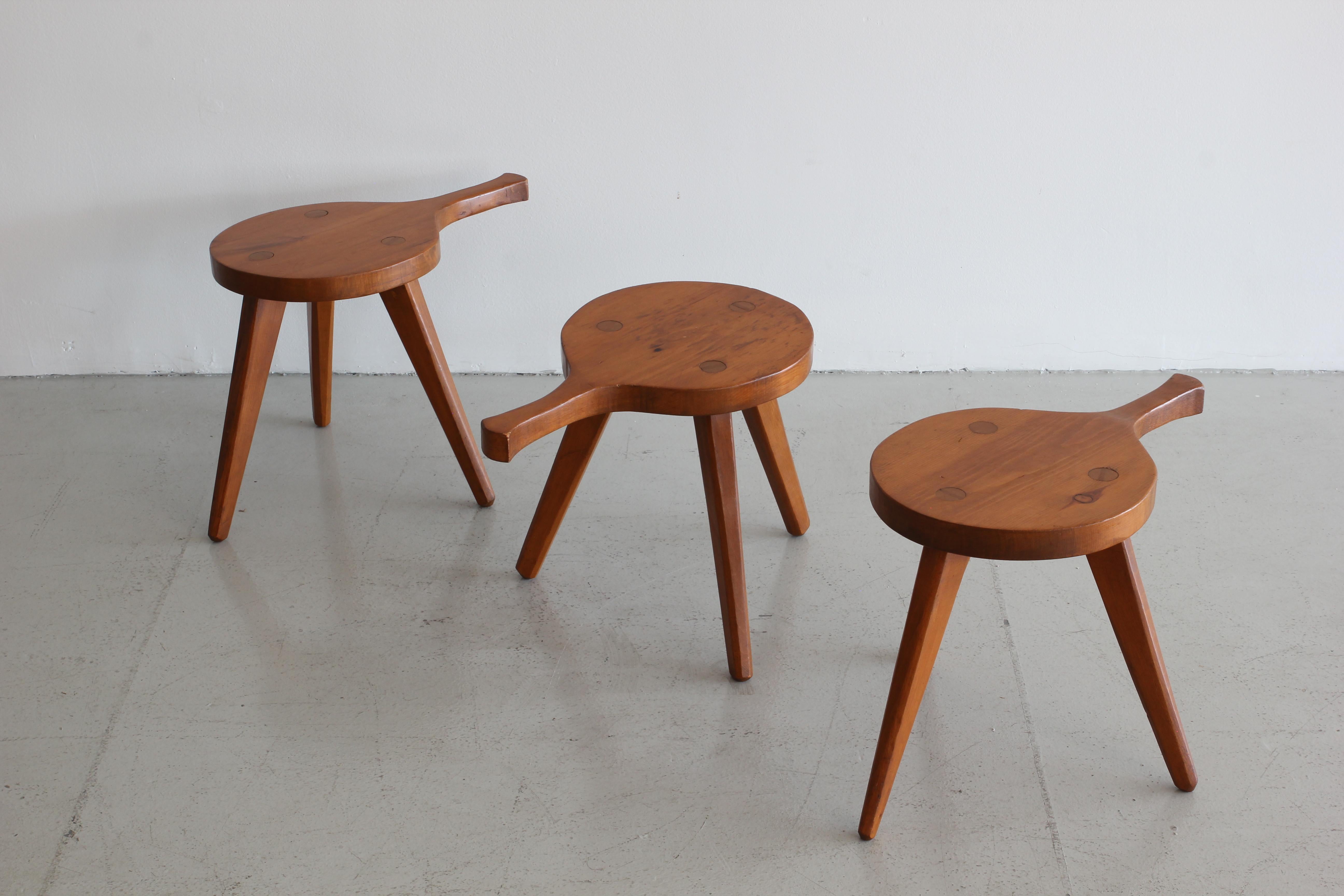 Mid-20th Century Wood Paddle Stools