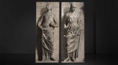 Wood Panel Photographs of Statues, England 1950