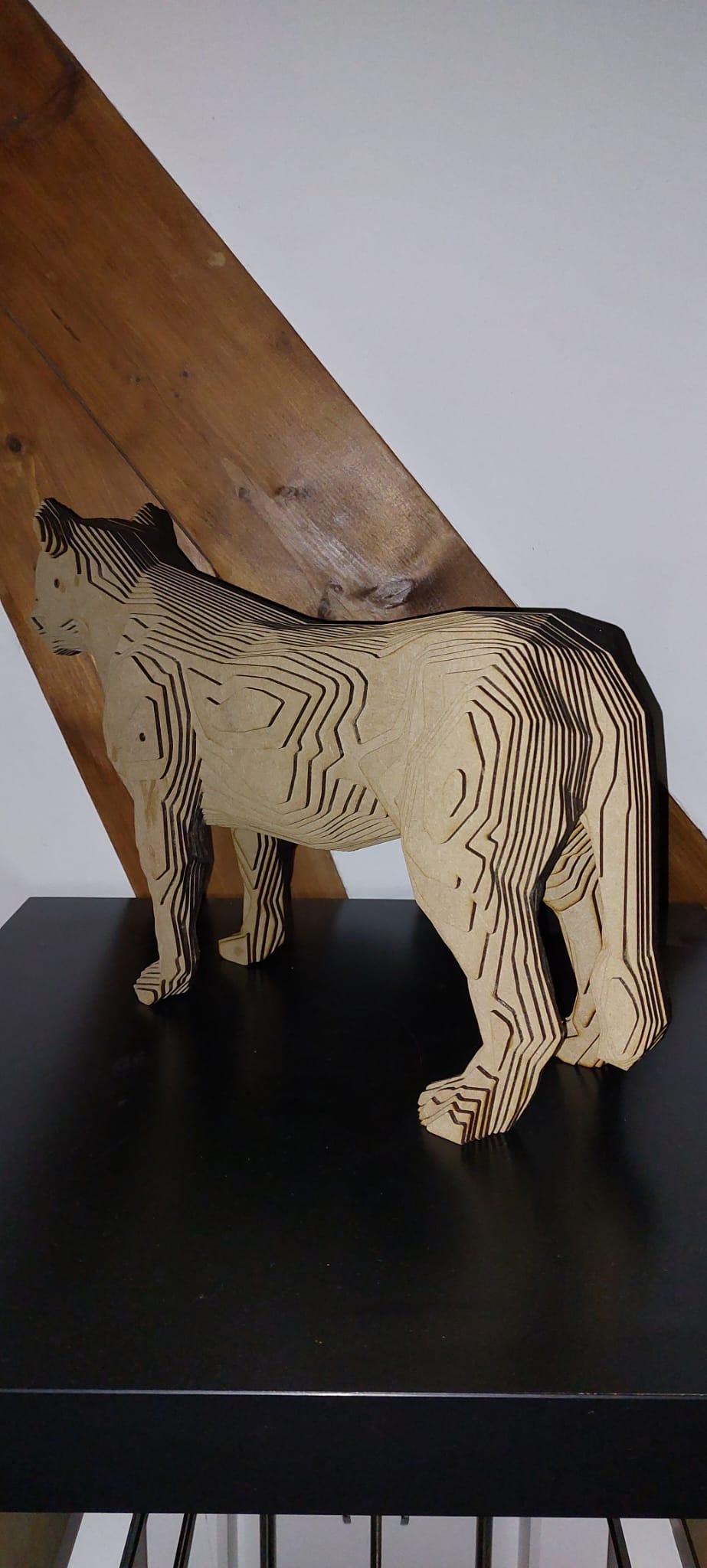 Wood Panther Sculpture MDF For Sale 3