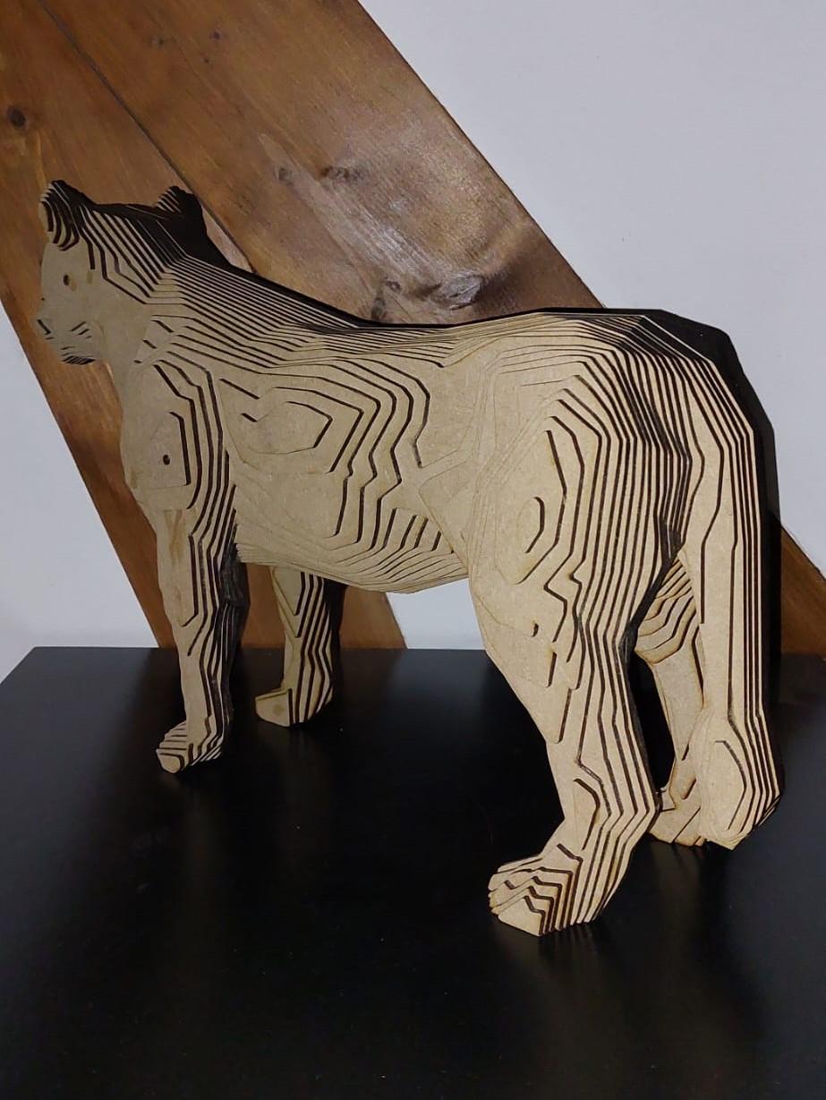 Wood Panther Sculpture MDF For Sale 4