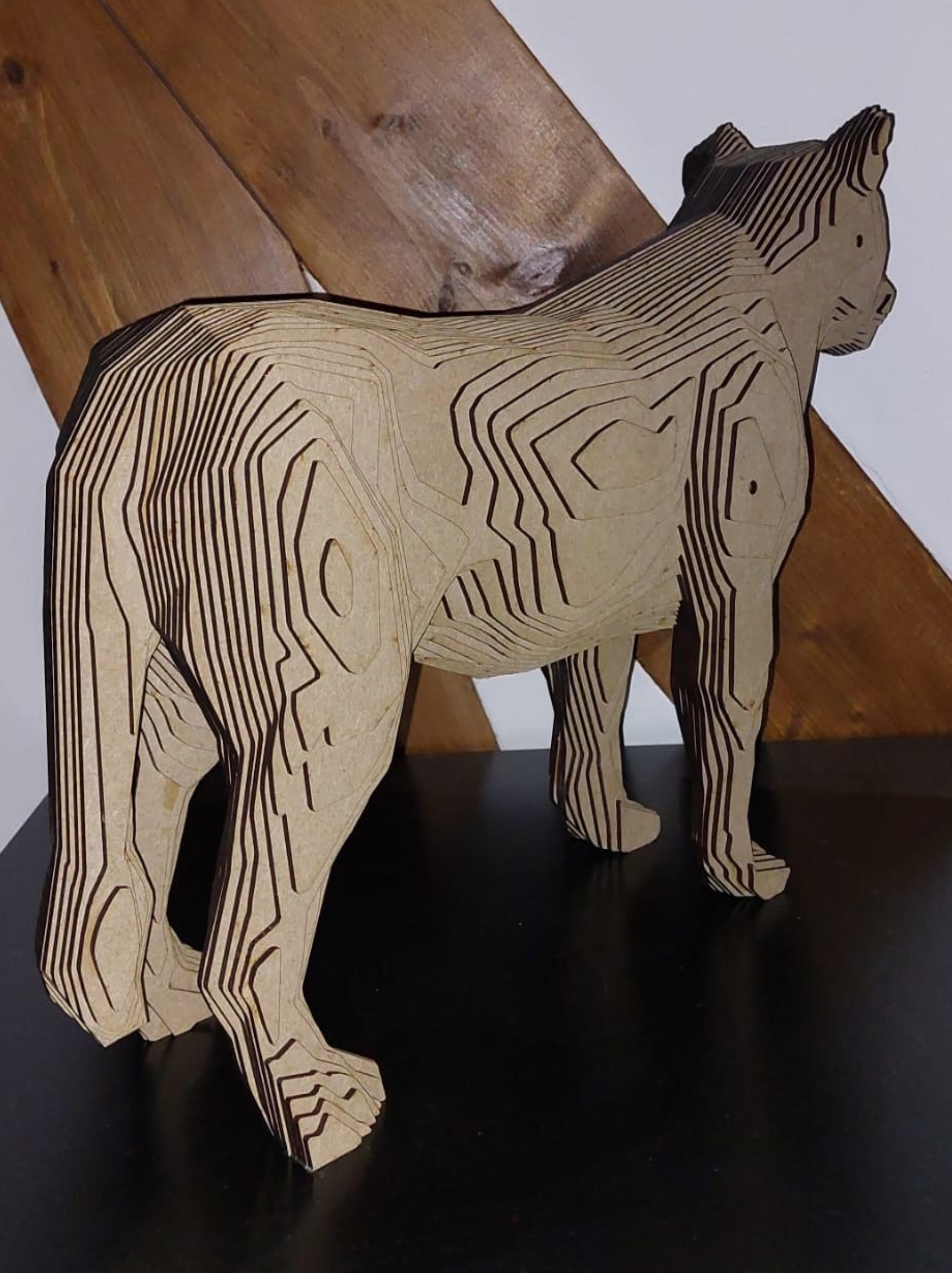 Panther-Skulptur aus Holz, MDF  (Niederländisch) im Angebot
