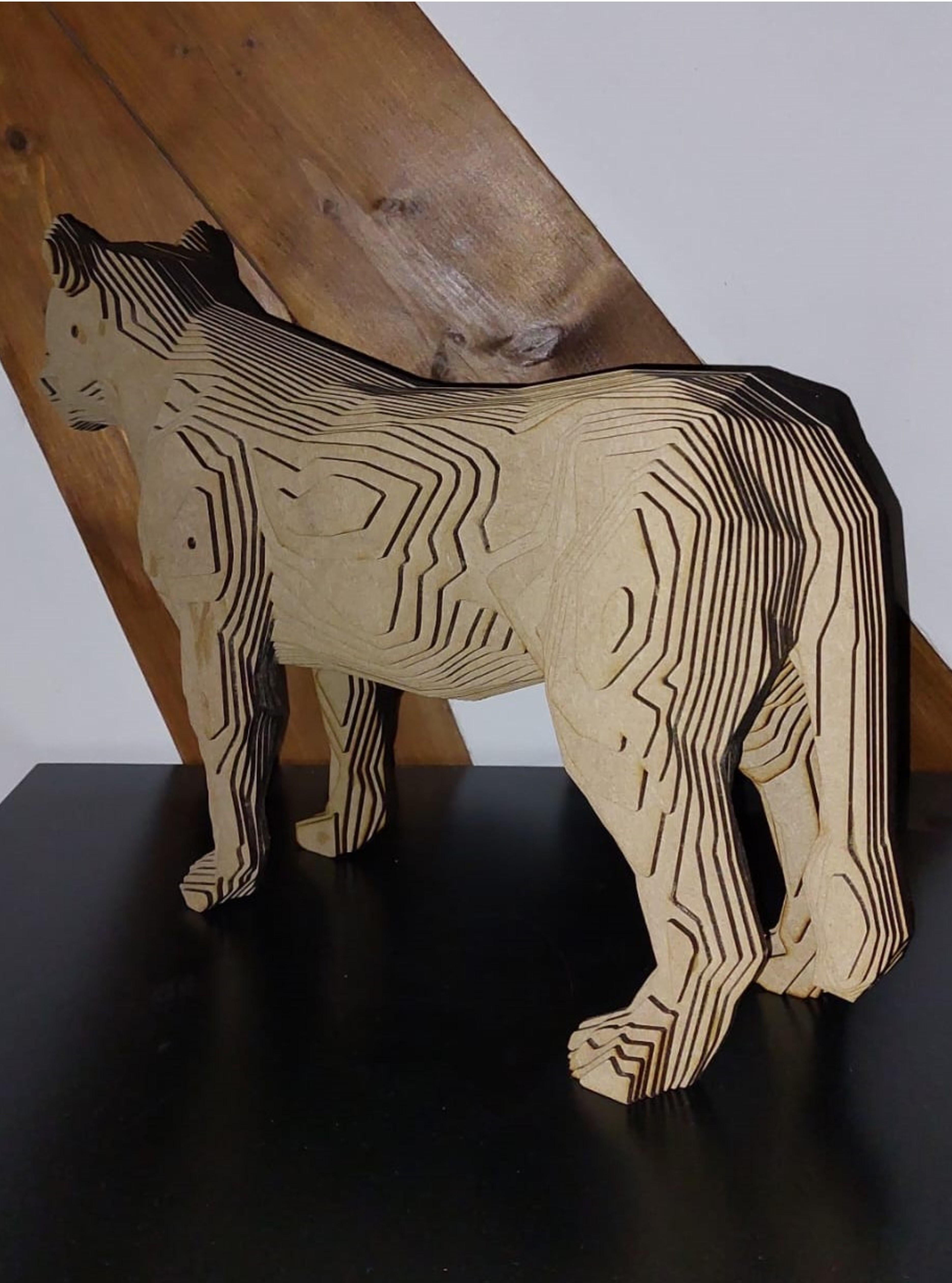 Woodwork Wood Panther Sculpture MDF  For Sale