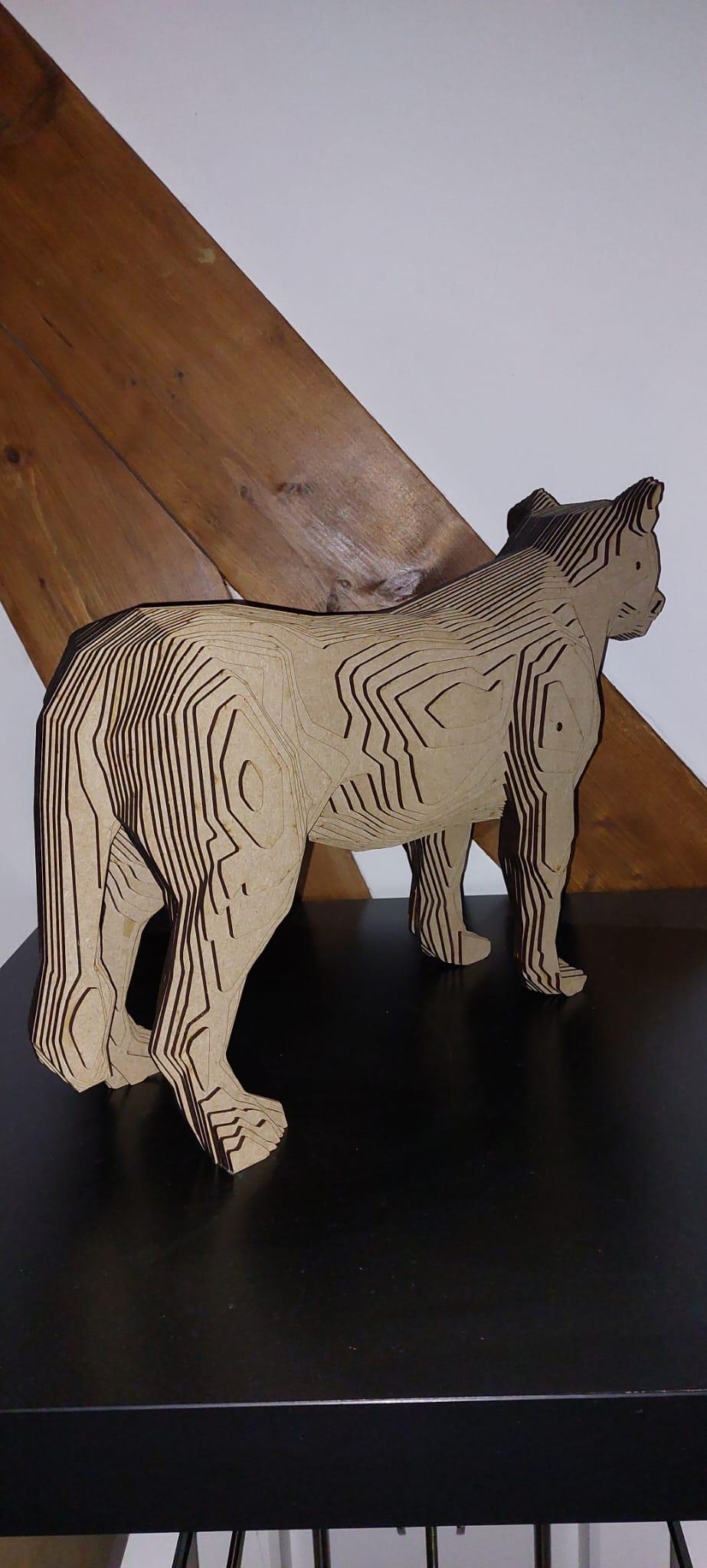 Wood Panther Sculpture MDF For Sale 1