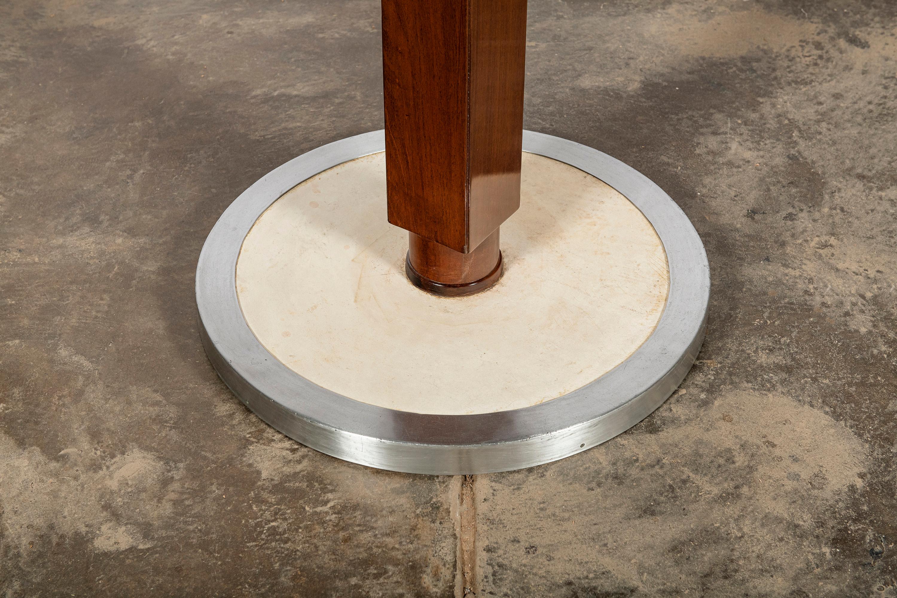 Wood, parchment and chrome metal table by Nordiska. Argentina, Buenos Aires, circa 1950.