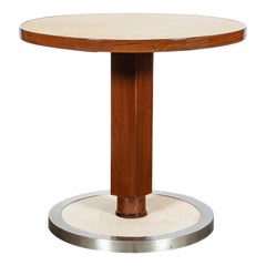 Used Wood, Parchment and Chrome Metal Table by Nordiska, Argentina, circa 1950