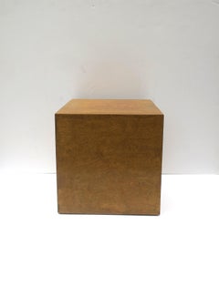 Wood Pedestal Cube End Table, Modern Design Style, Circa Mid-20th Century