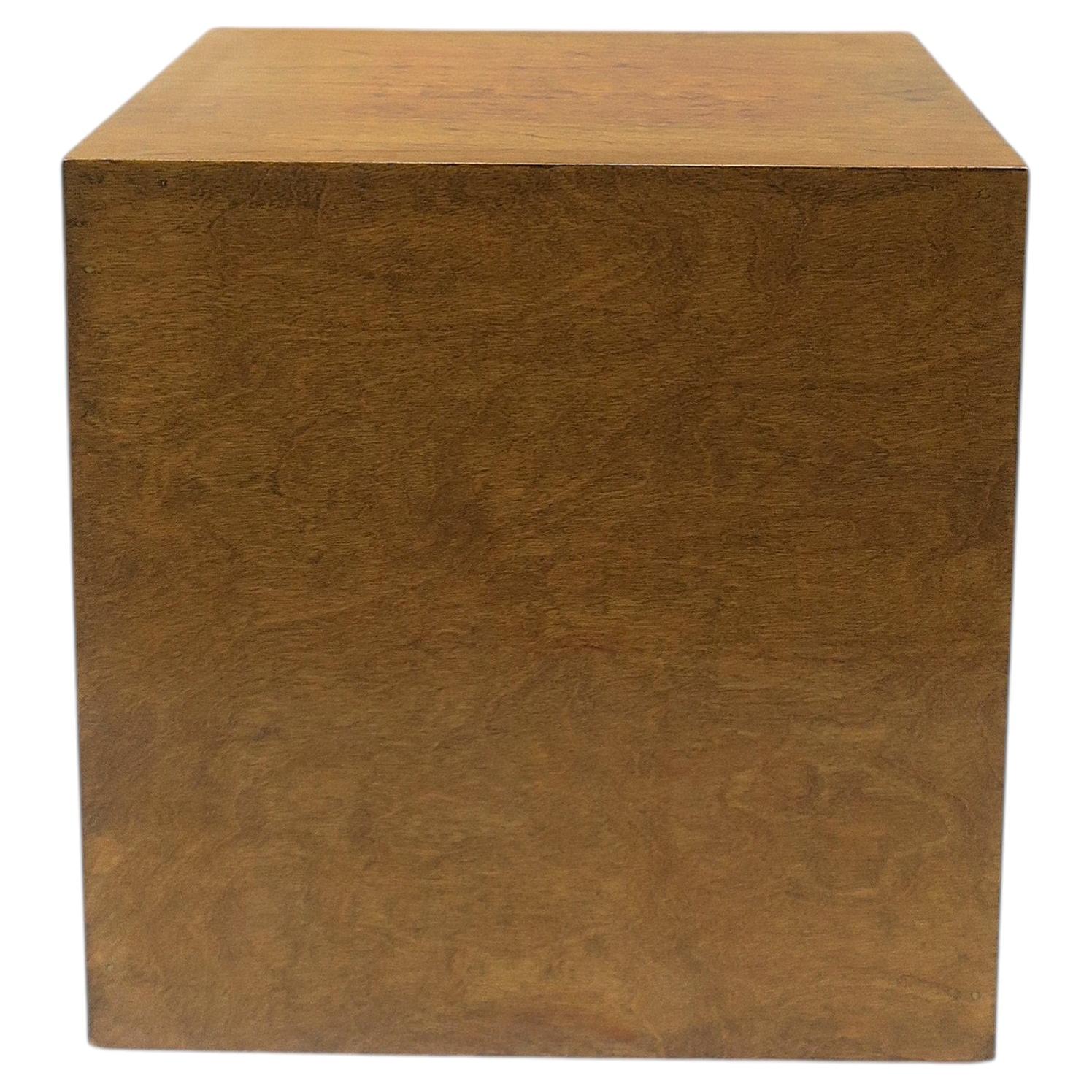 Pedestal Cube Wood End Table, Midcentury Modern, Circa Mid-20th Century