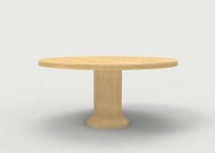 Wood Pedestal Dining Table with Carved Base and Wood Top with Carved Edge