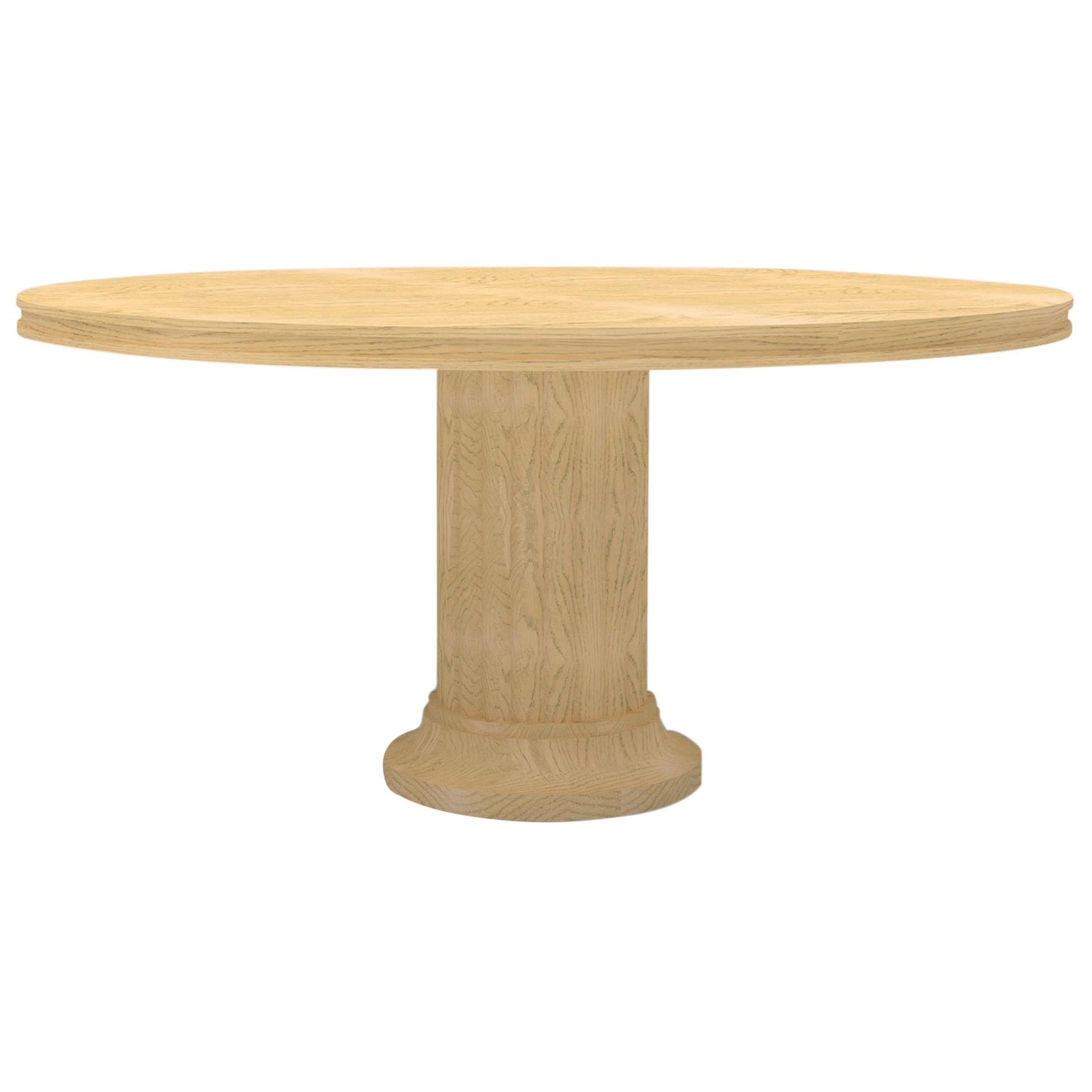 Wood Pedestal Dining Table with Carved Base and Wood Top with Carved Edge