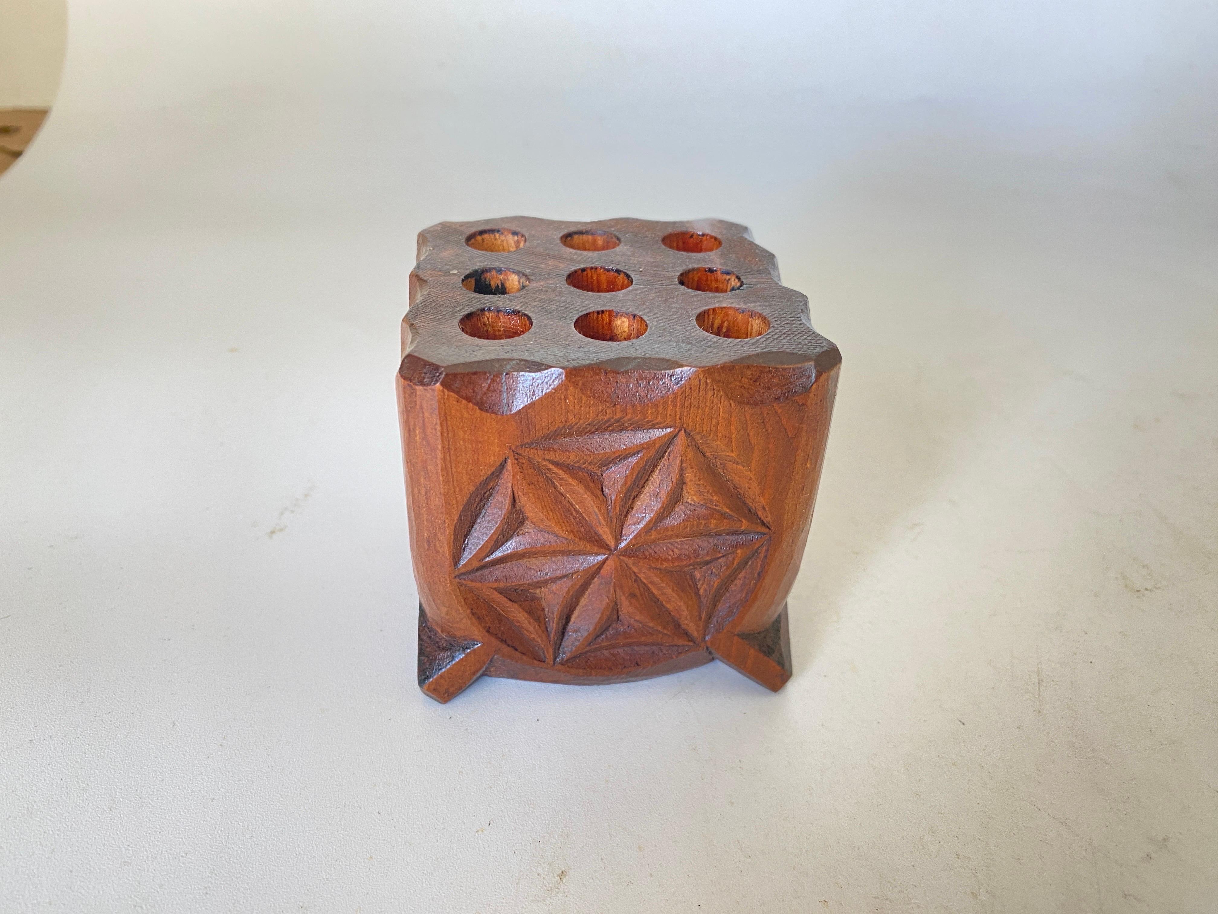 Mid-20th Century Wood Pen Holder, Brown Color, France, 1950 For Sale