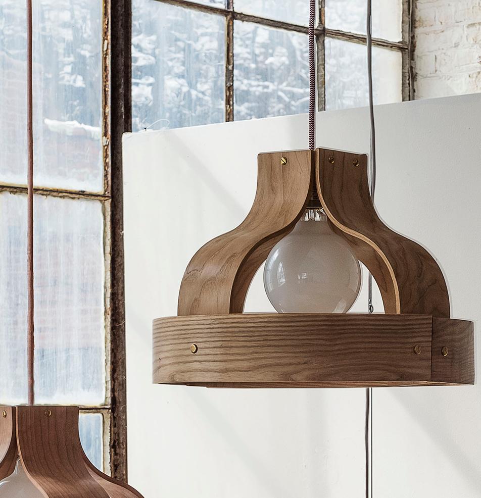 Modern Wood Pendant Light, Bound by Carnevale Studio, Maple For Sale