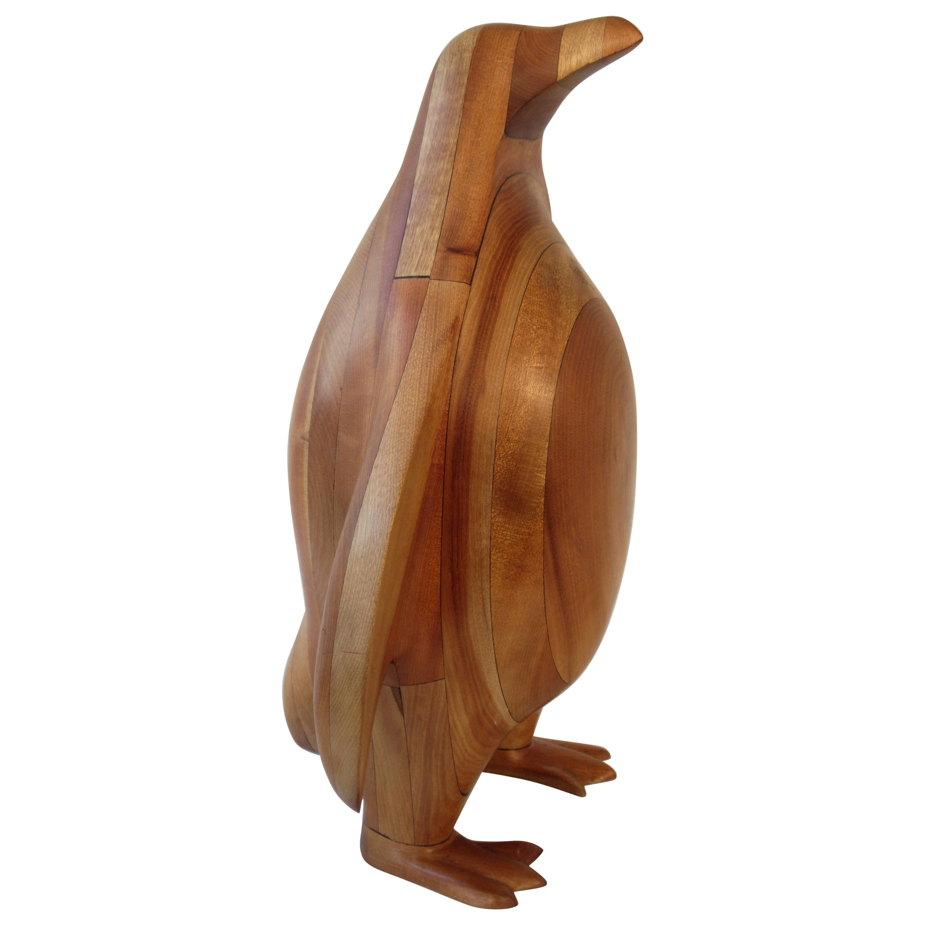Wood Penguin Sculpture