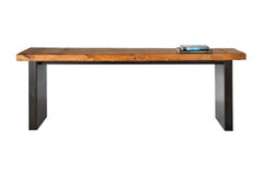 Wood Plank Top on Patinaed Steel Base Console