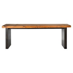 Vintage Wood Plank Top on Patinaed Steel Base Console