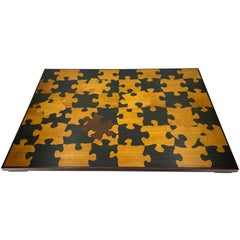 Vintage Wood Puzzle Motif Tray
