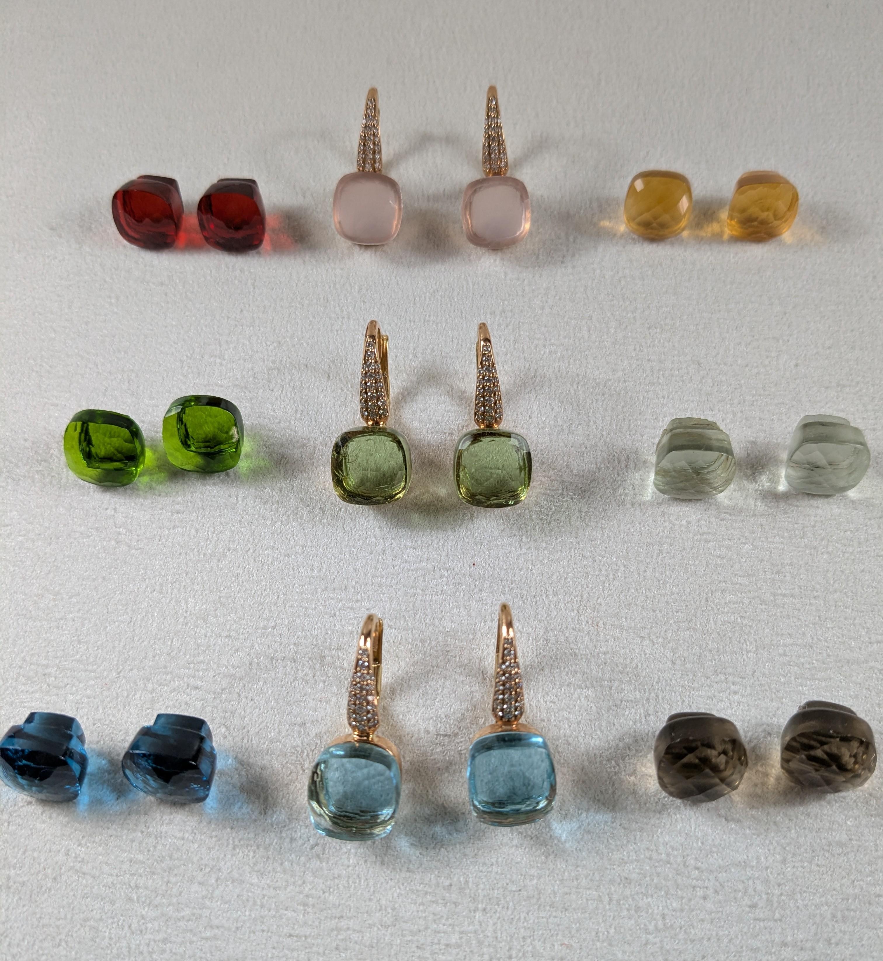 Pendientes Colgantes de Oro Rosa de 18 Kilates de Cuarzo de Madera con Pavé de Diamantes en venta 5