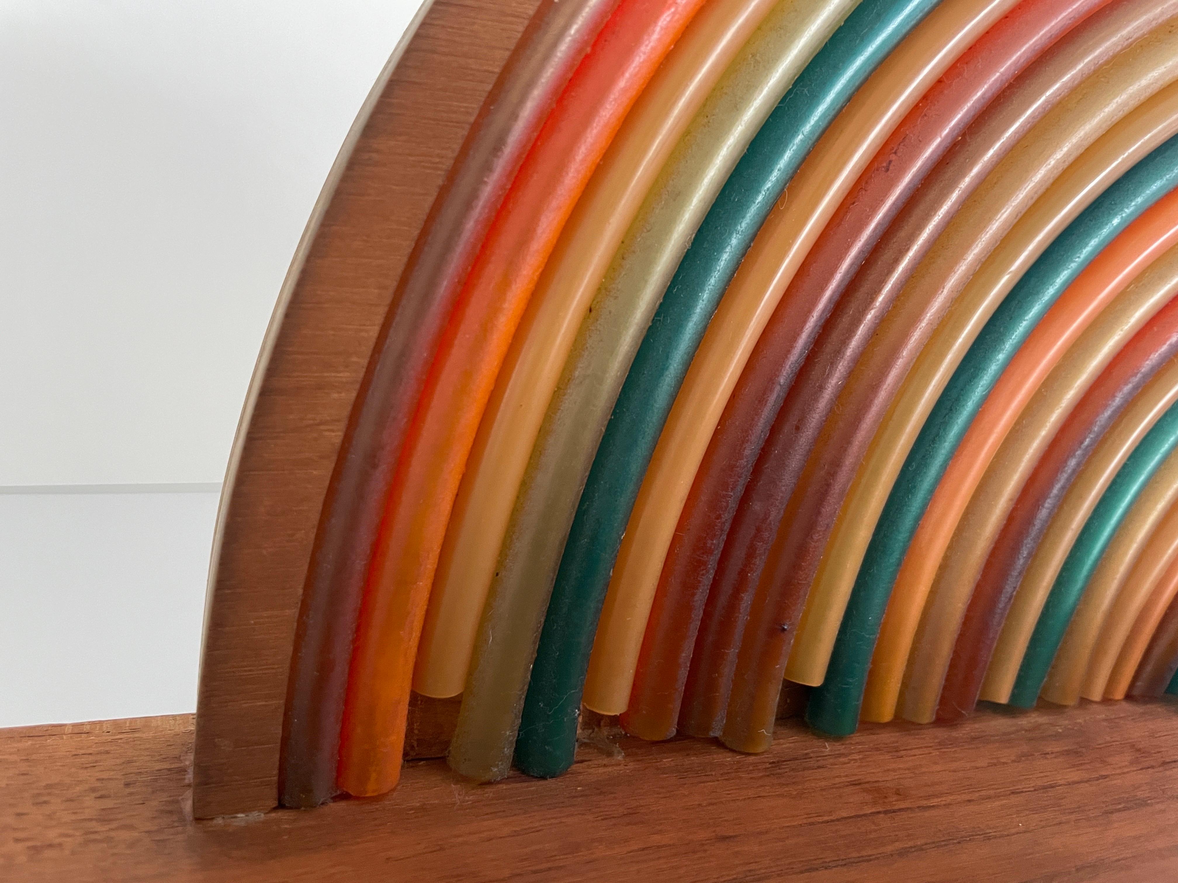 Wood Rainbow Bedside Night Lamp with Fluorescent Light, 1960s, Italy For Sale 3