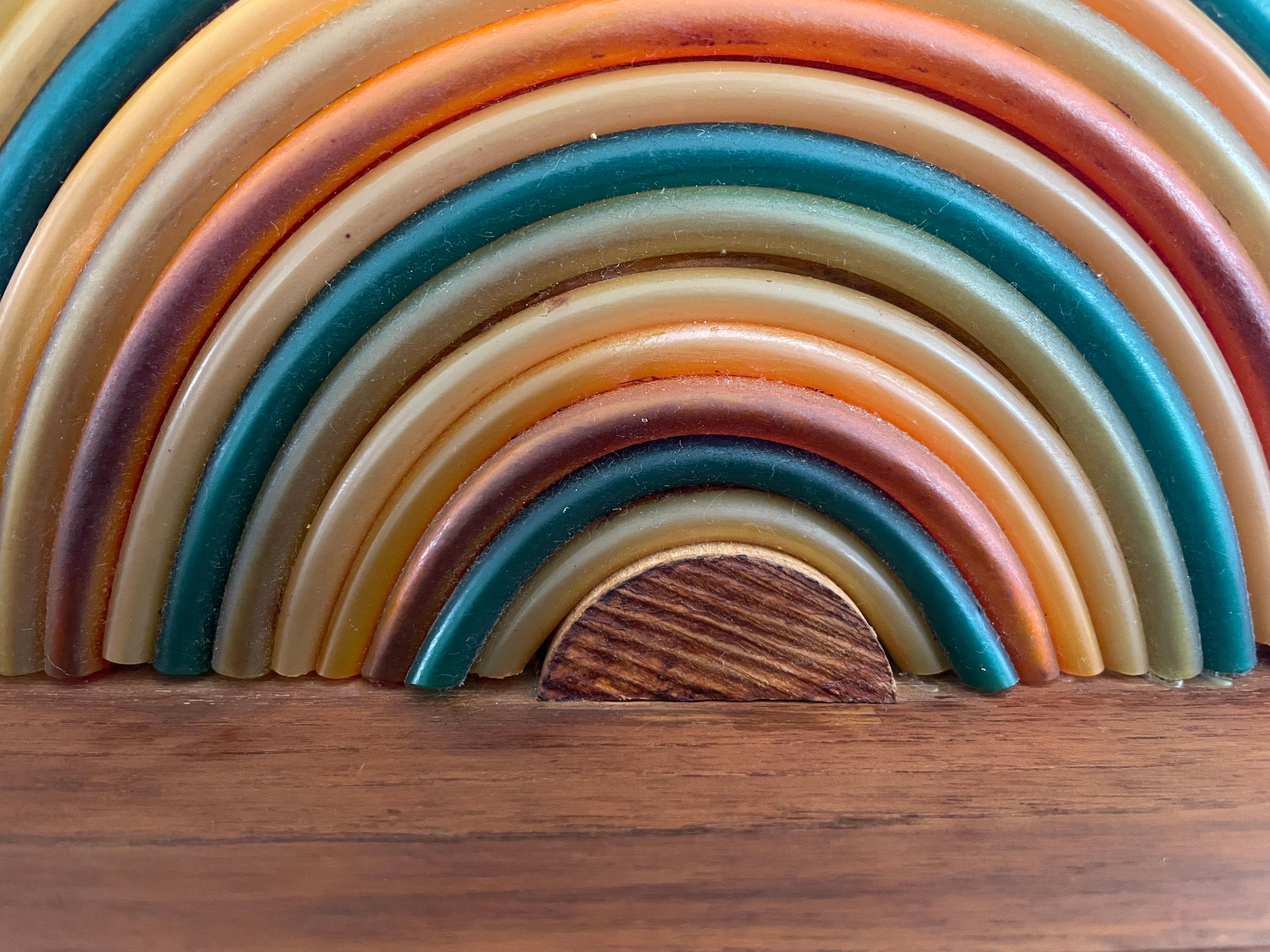Wood Rainbow Bedside Night Lamp with Fluorescent Light, 1960s, Italy For Sale 4