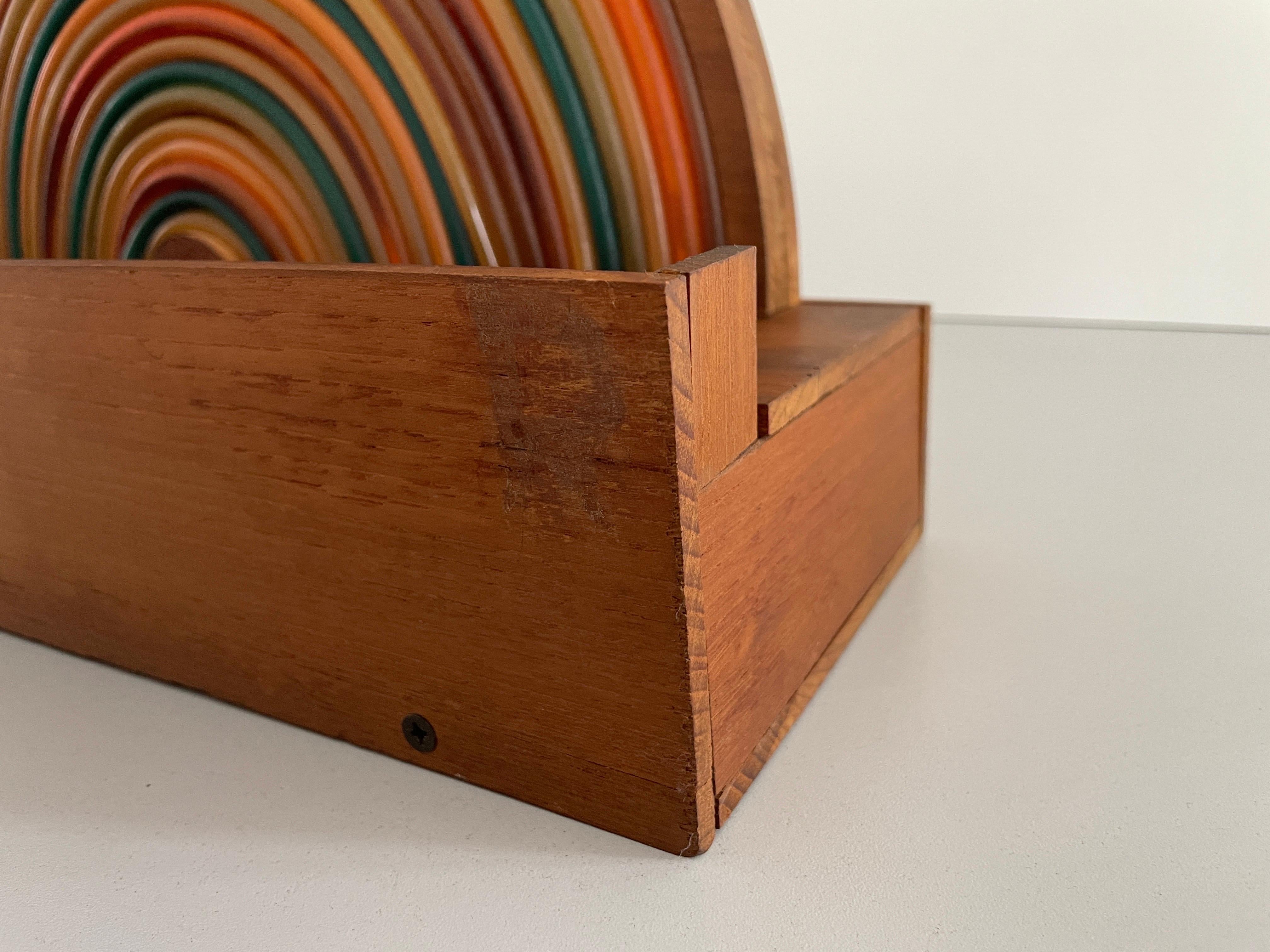 Wood Rainbow Bedside Night Lamp with Fluorescent Light, 1960s, Italy For Sale 5