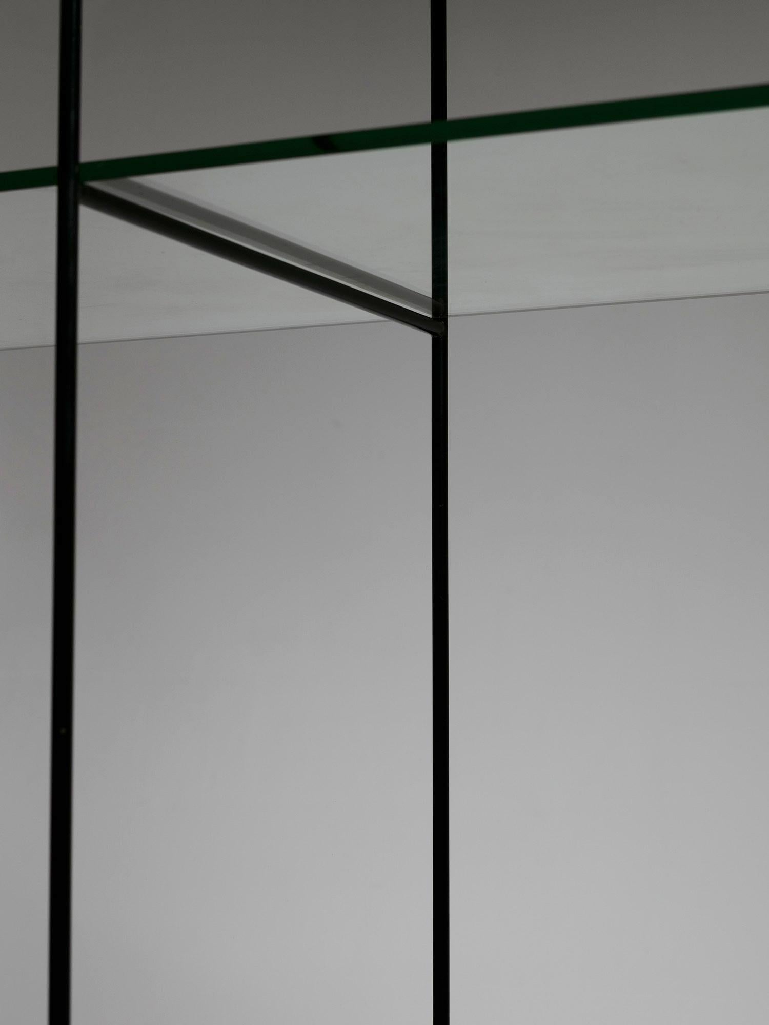 Metal Wood Rationalist Vitrine by Asnago and Vender for Pallucco, Italy, 1980s For Sale