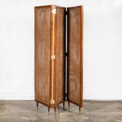 Wood, Rattan and Bronze Screen by Englander & Bonta, Argentina, circa 1950