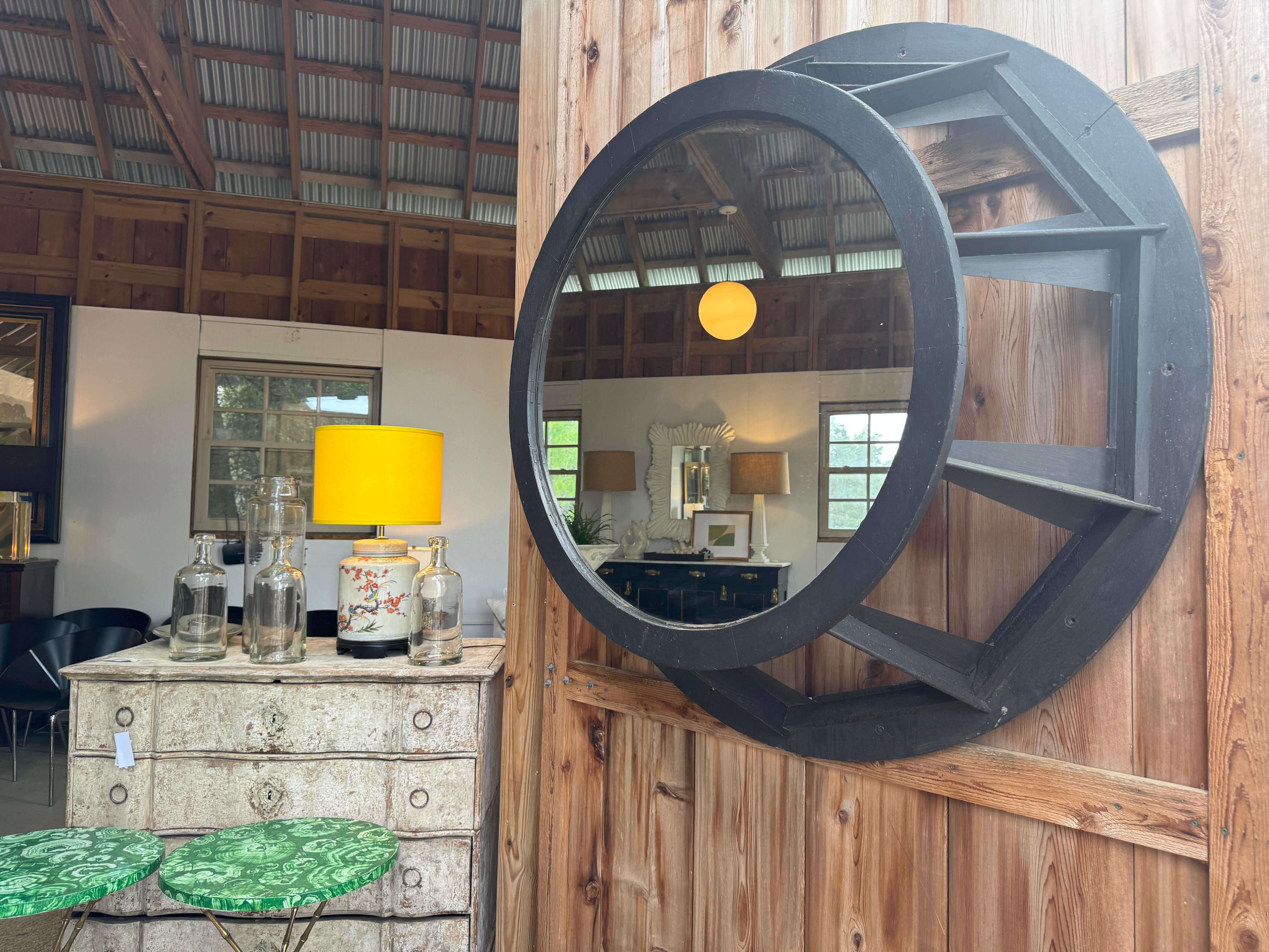 Madera Recuperada industrial Espejo Pintado de Negro Rústico en venta
