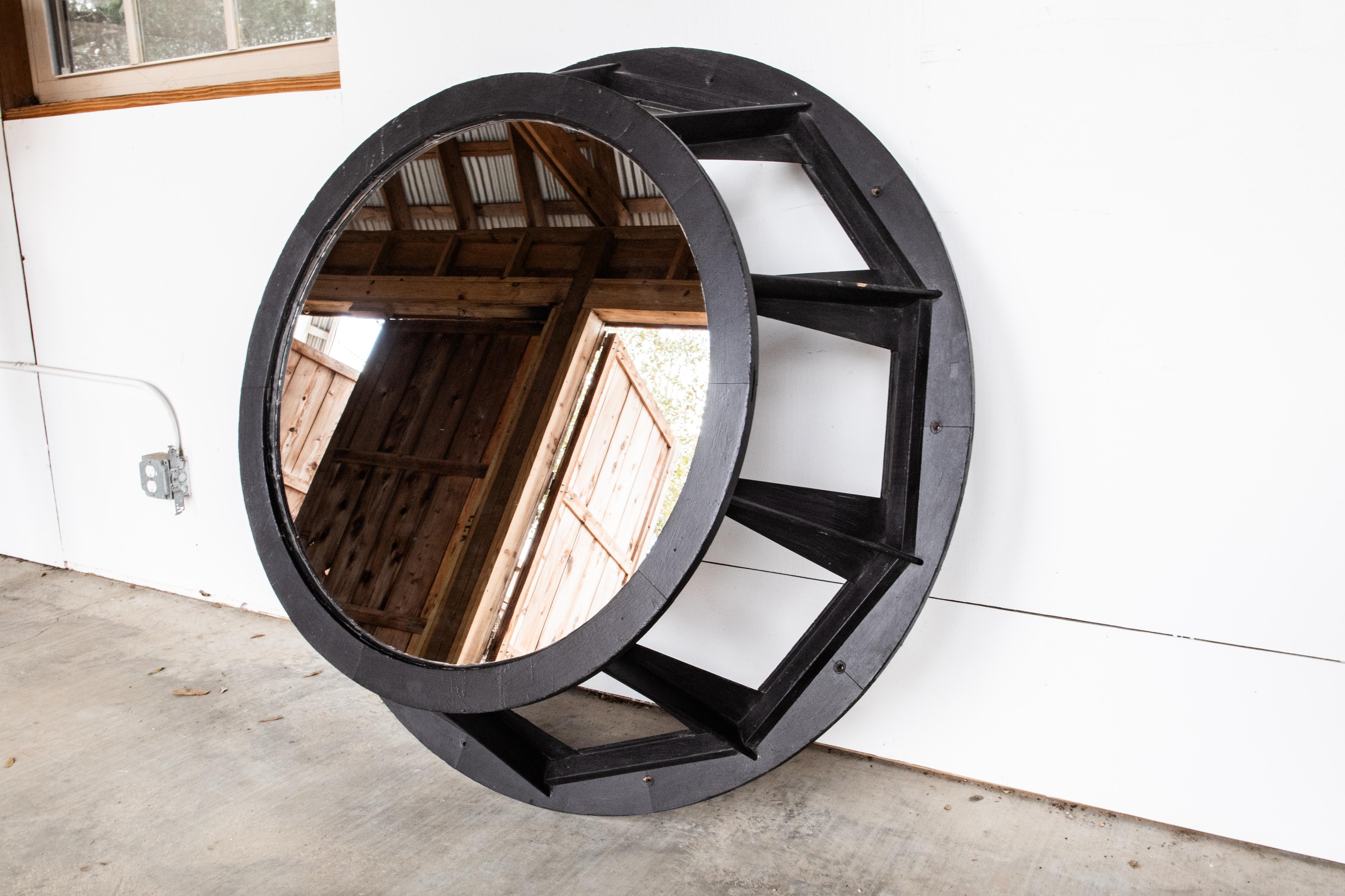 Madera Recuperada industrial Espejo Pintado de Negro en venta 1