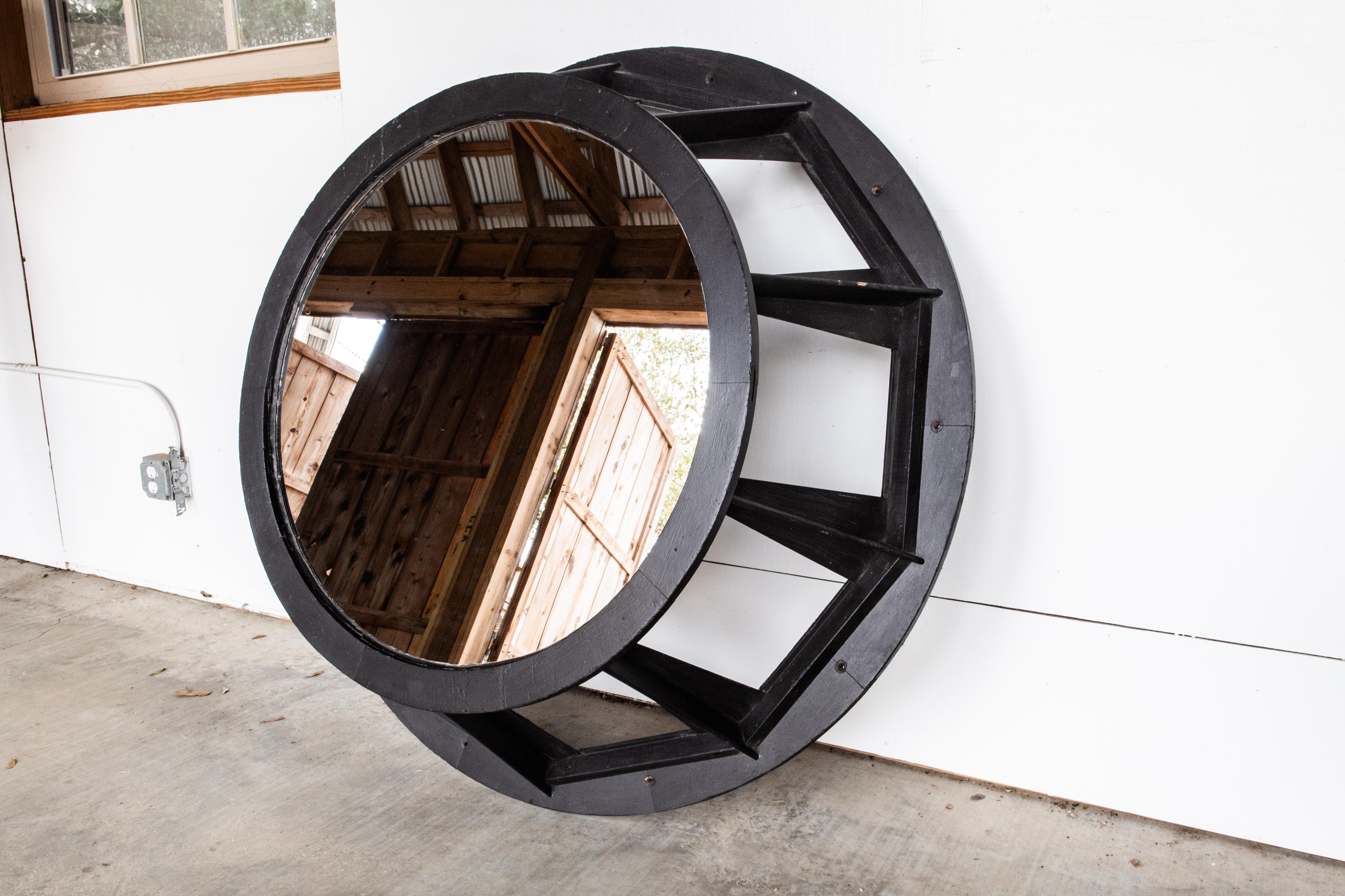 Madera Recuperada industrial Espejo Pintado de Negro en venta 3